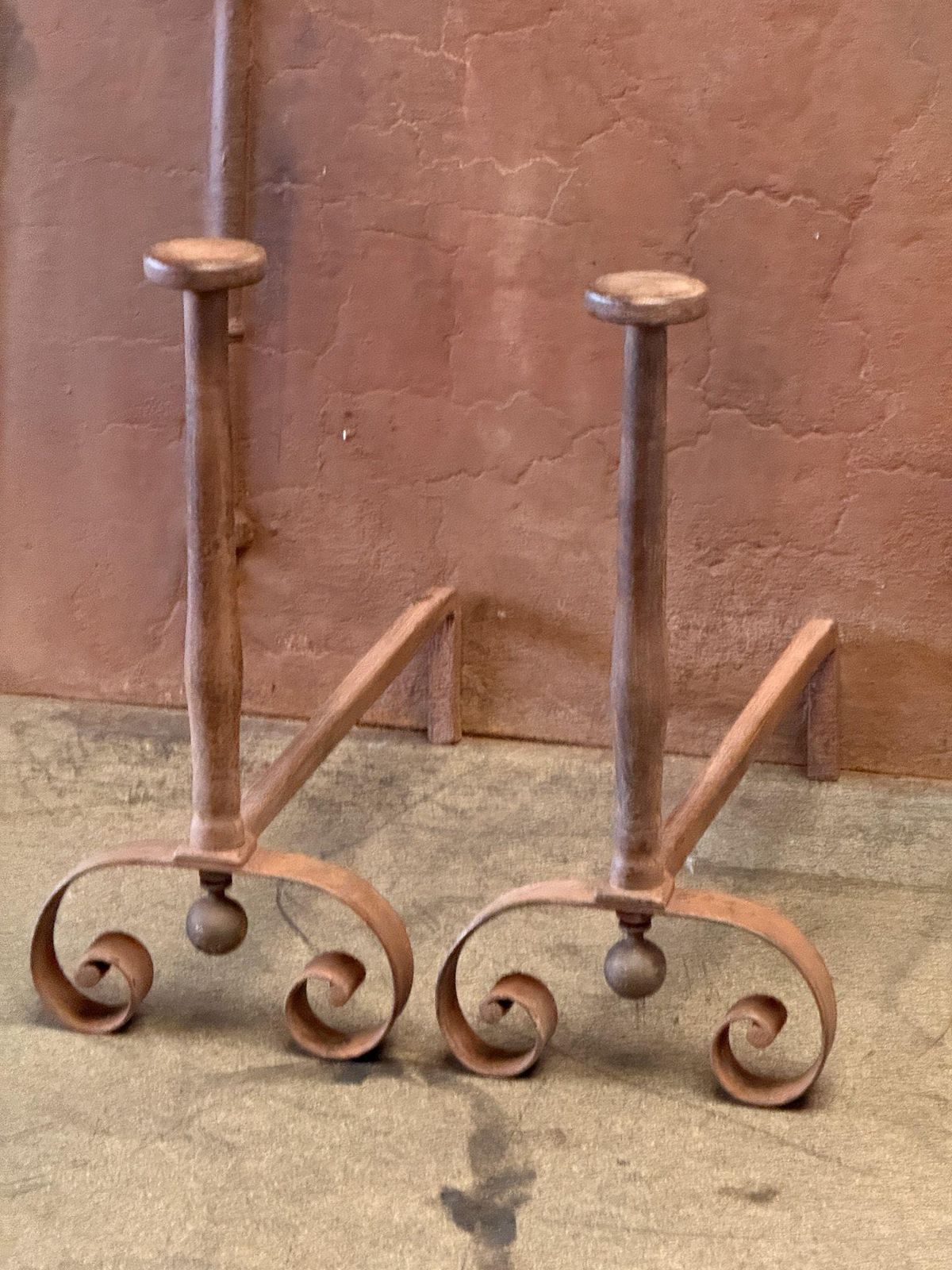 19th Century Large French Andirons, Firedogs, Victorian Period photo furniture
