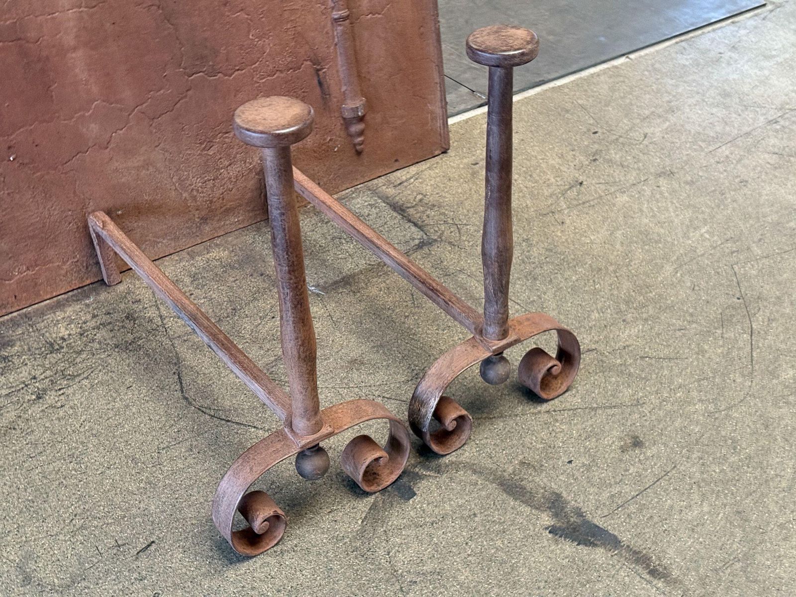 19th Century Large French Andirons, Firedogs, Victorian Period photo Home Fixtures