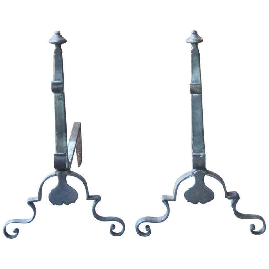 18th Century French Louis XV Andirons Or Firedogs