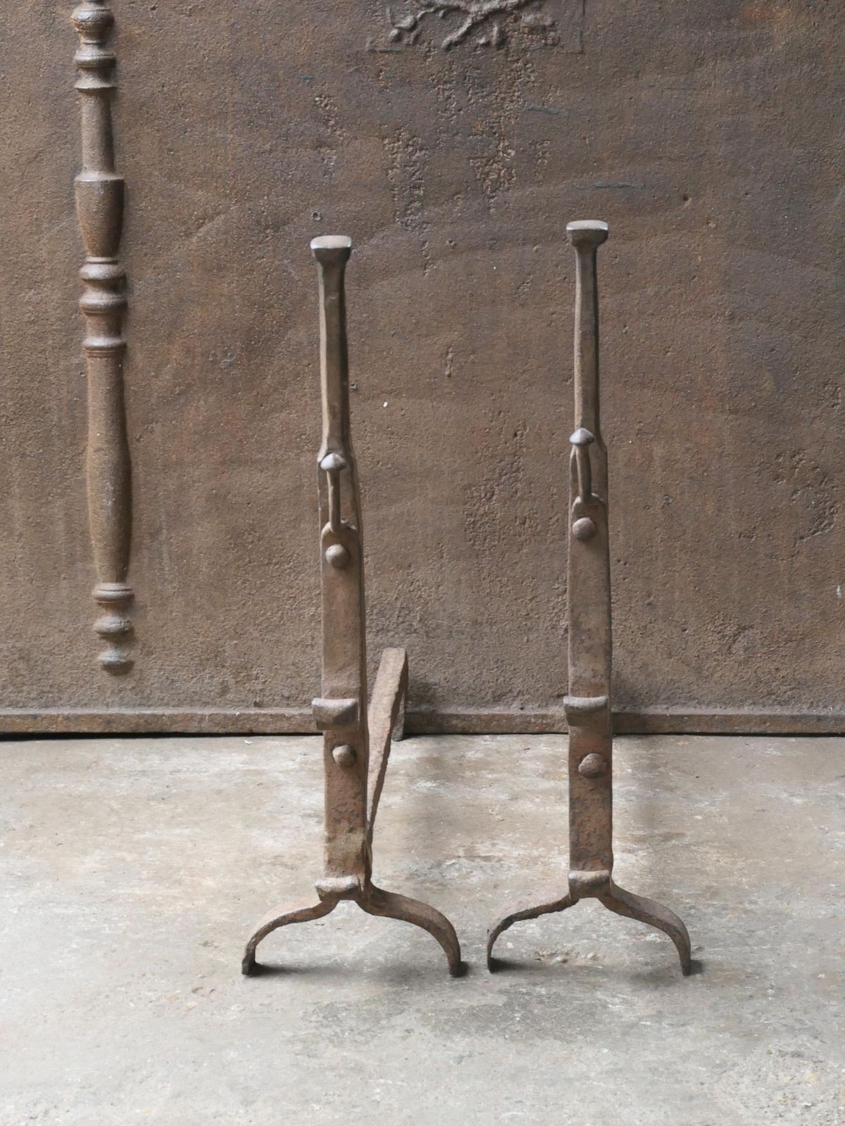 French 17th Century Gothic Period Andirons Or Firedogs photo furniture