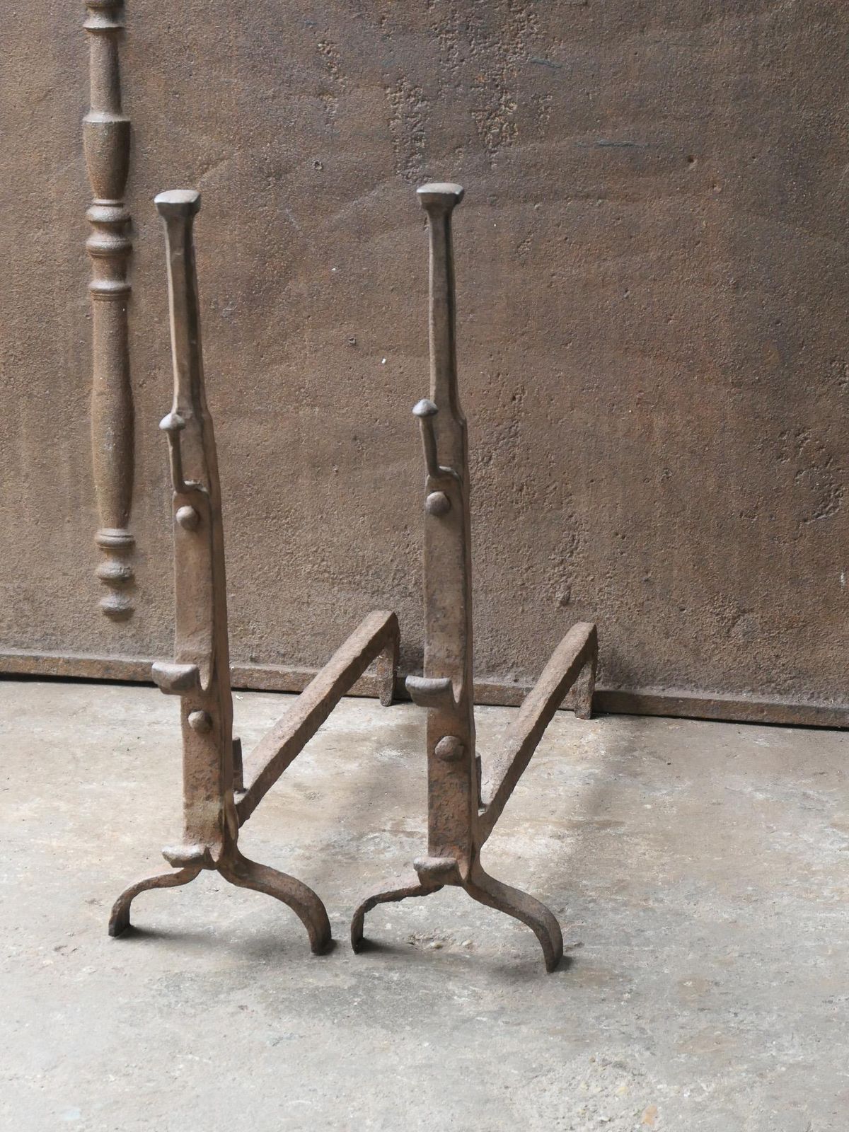 French 17th Century Gothic Period Andirons Or Firedogs photo vinterior