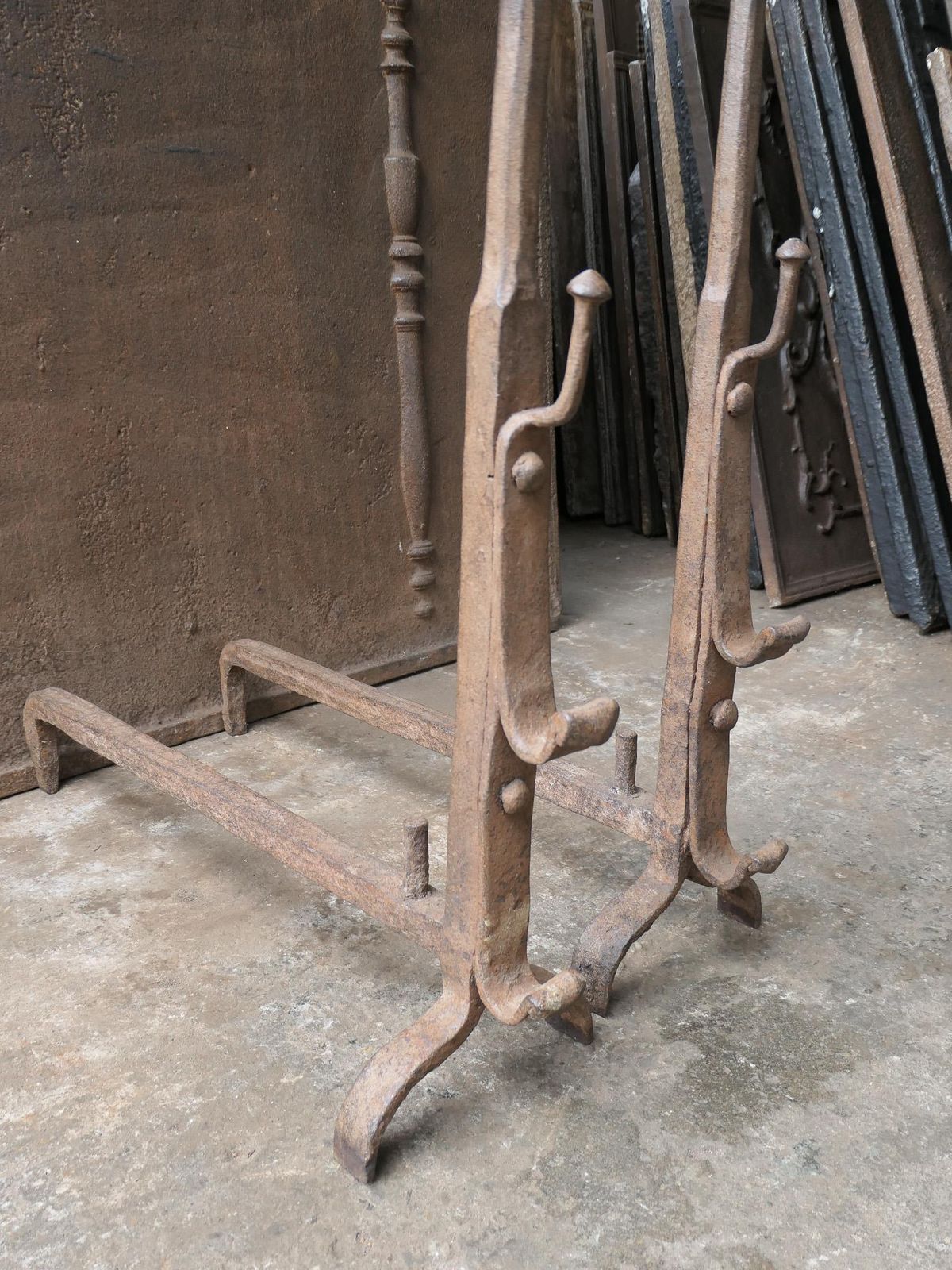 photo vinterior French 17th Century Gothic Period Andirons Or Firedogs