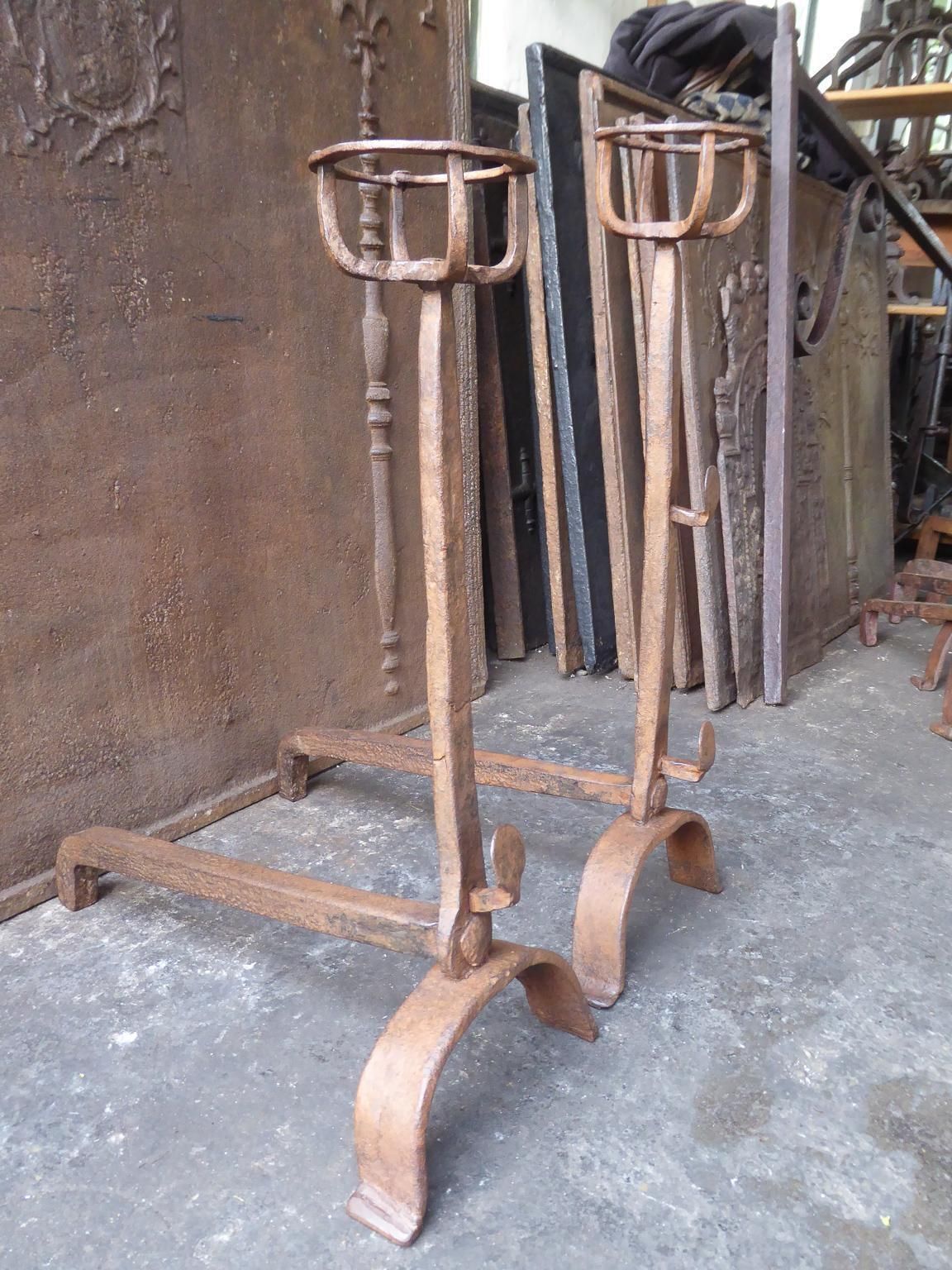photo for sale 17th 18th Century French Gothic Andirons Or Firedogs
