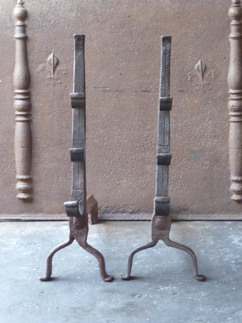 17th Century Large Louis XIII Andirons, Firedogs photo furniture