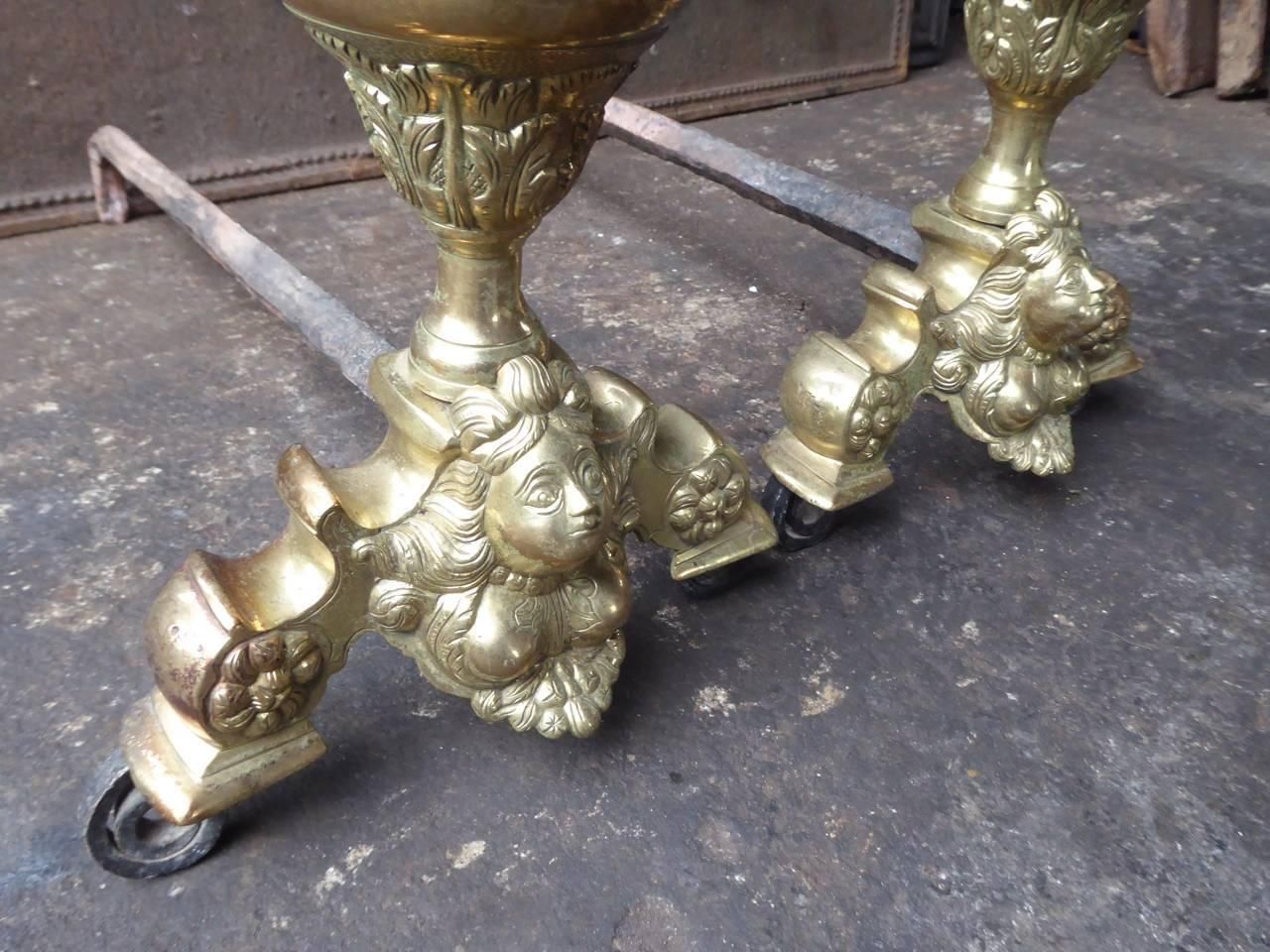19th Century French Louis XIV Style Andirons Or Firedogs photo 661.0