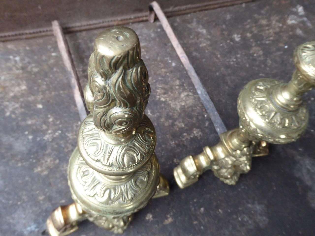 19th Century French Louis XIV Style Andirons Or Firedogs photo vinterior