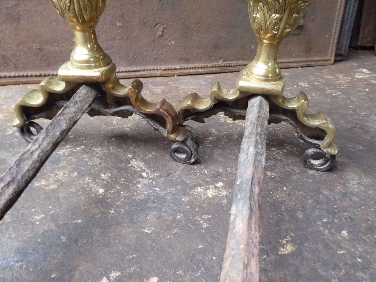 photo furniture 19th Century French Louis XIV Style Andirons Or Firedogs