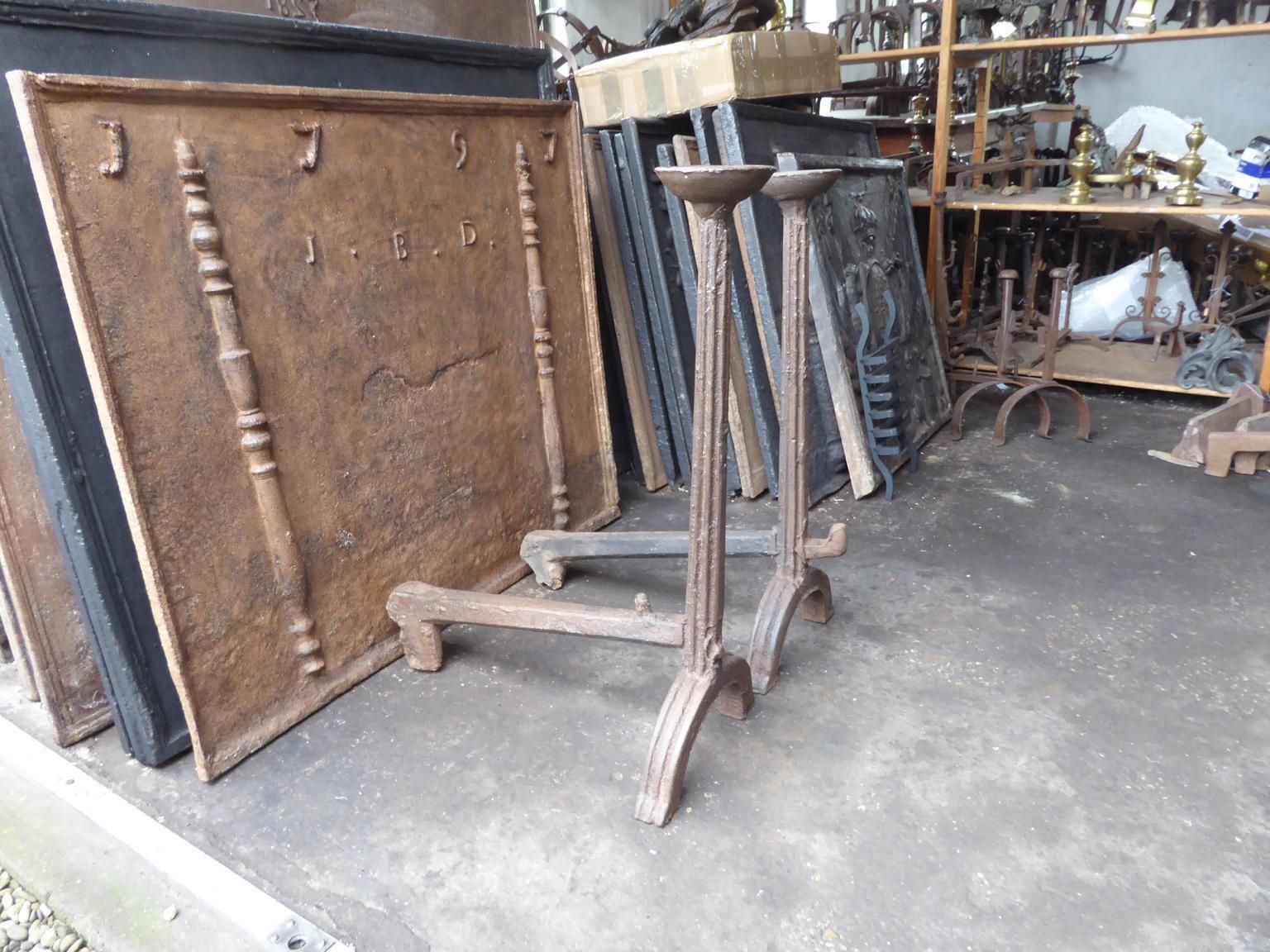 Home Fixtures 16th 17th Century French Gothic Andirons Or Firedogs photo
