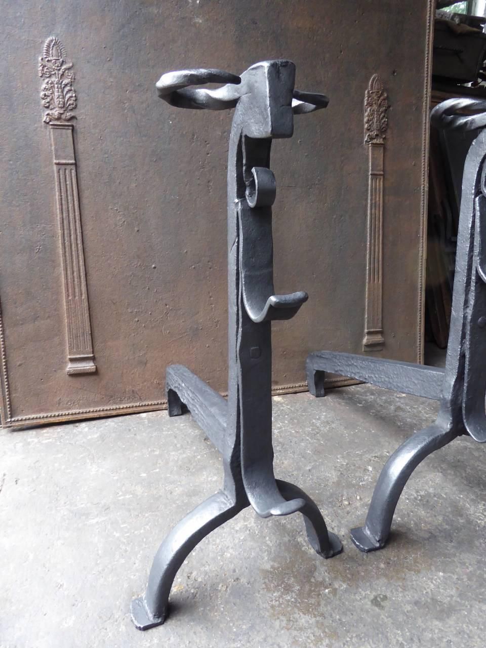 Large French Gothic Firedogs Or Andirons, 16th Century photo Home Fixtures