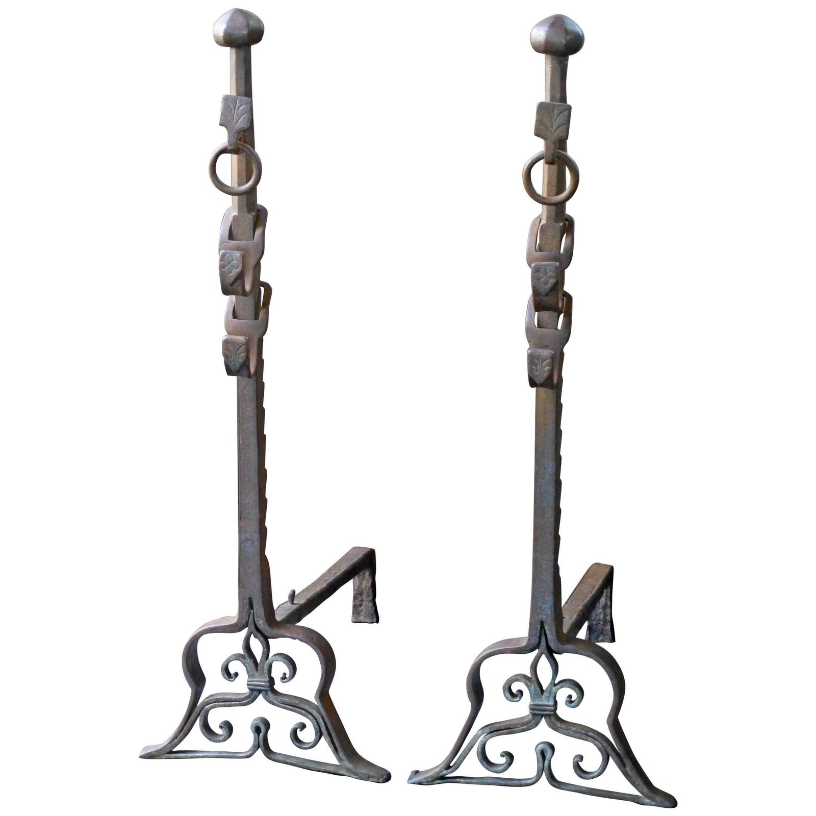 19th Century Large French Andirons, Firedogs