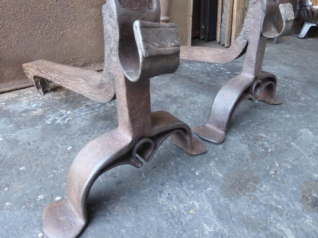 photo furniture 17th Century French Gothic Andirons Or Firedogs