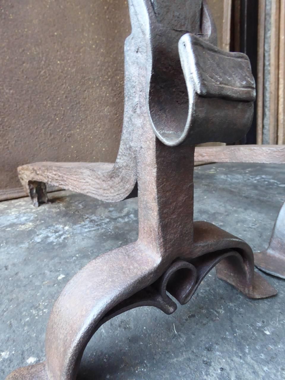photo for sale 17th Century French Gothic Andirons Or Firedogs