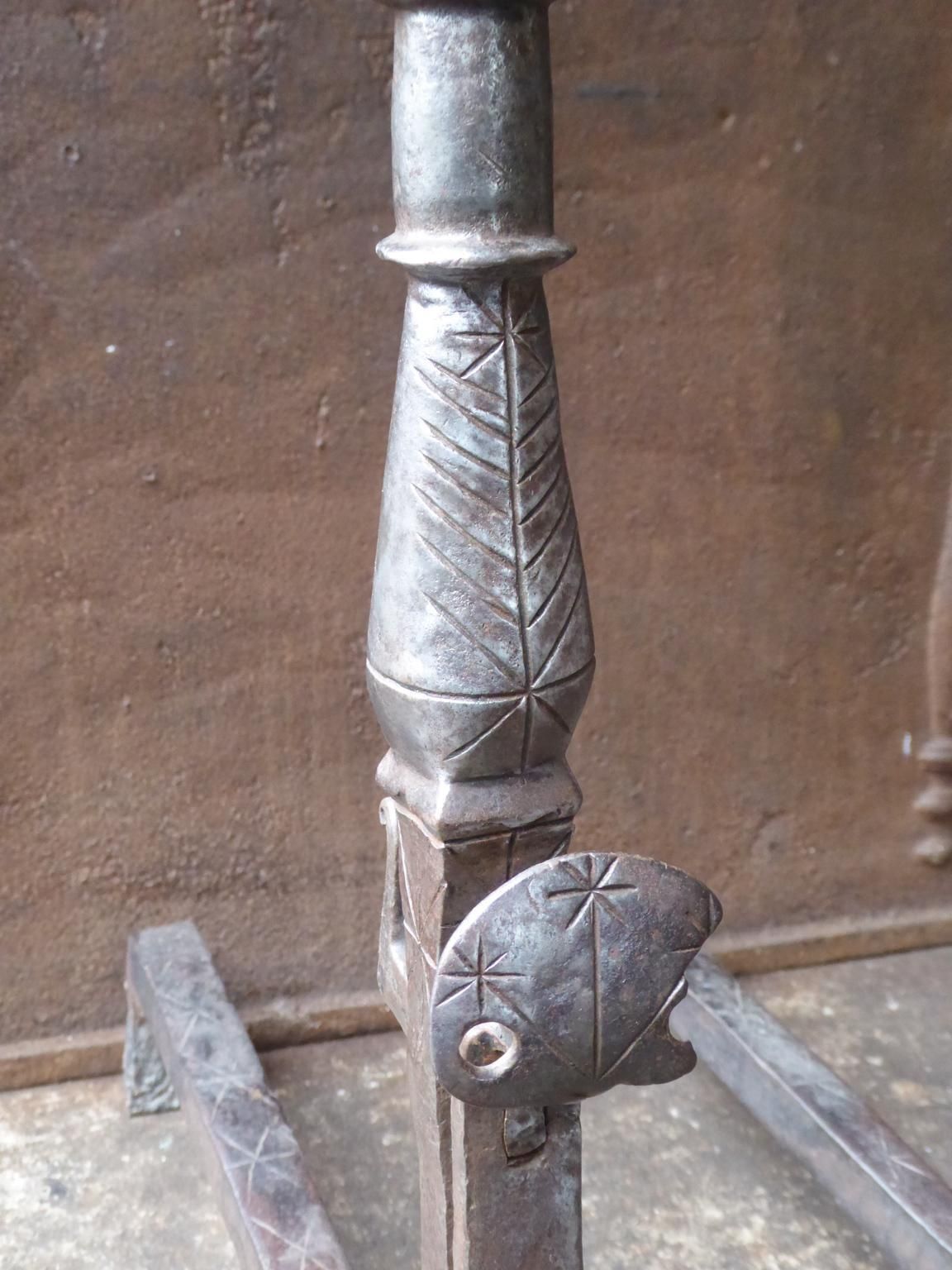 Beautiful 17th Century French Louis XIII Andirons Or Firedogs photo 1686.0