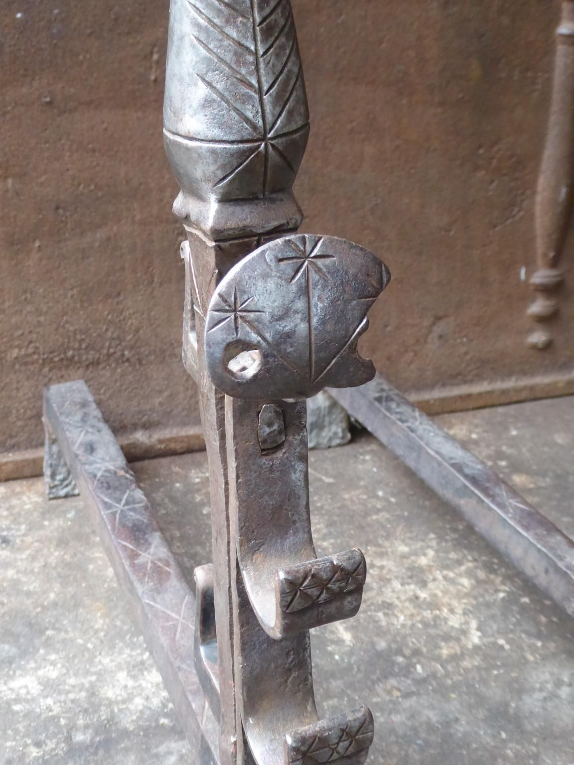 Beautiful 17th Century French Louis XIII Andirons Or Firedogs photo vinterior