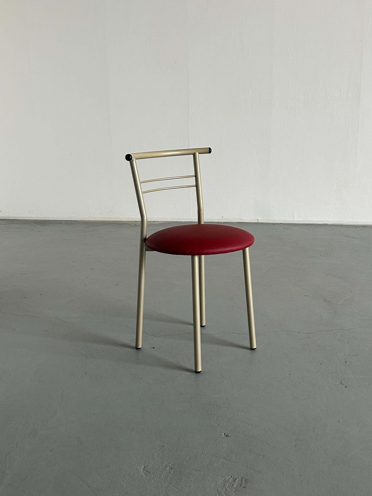 Postmodern Memphis Style Chair With Red Faux Leather Upholstery, 1980s Italy photo furniture