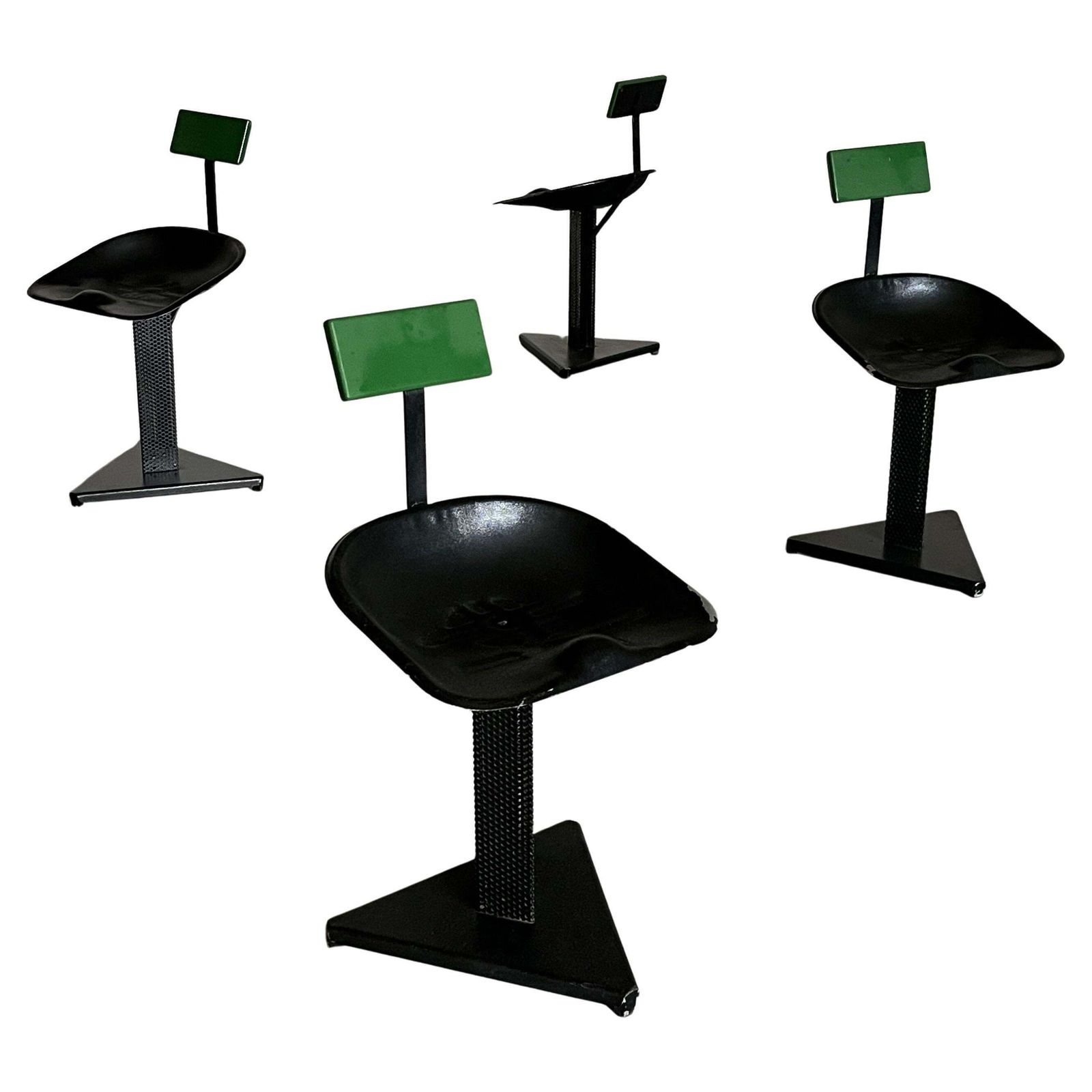Set Of 4 Memphis Design Abstract Geometrical Postmodern Dining Chairs, 80s Italy