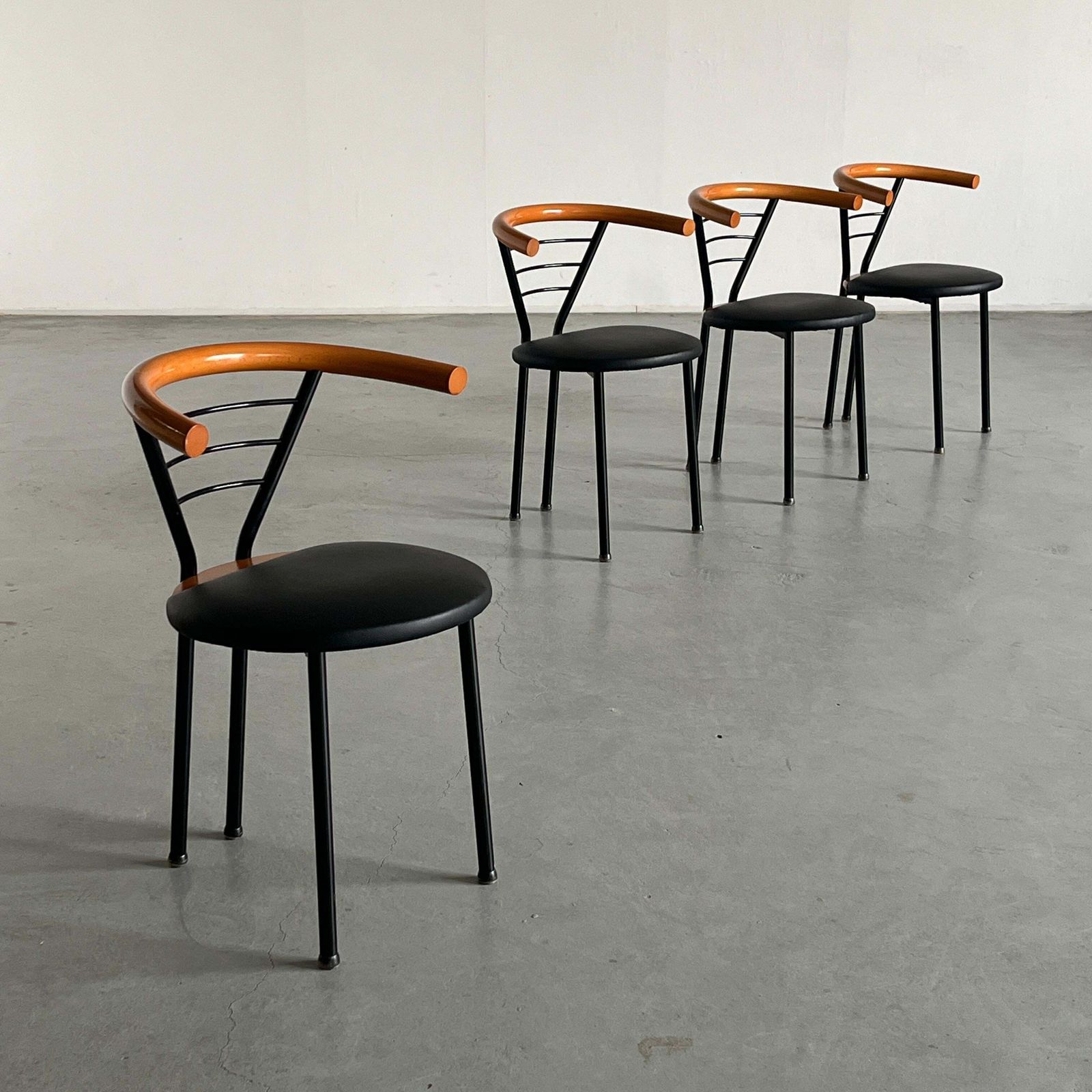 Set Of 4 Vintage Postmodern Geometrical Armchairs, Sculptural Memphis Style, 90s photo for sale