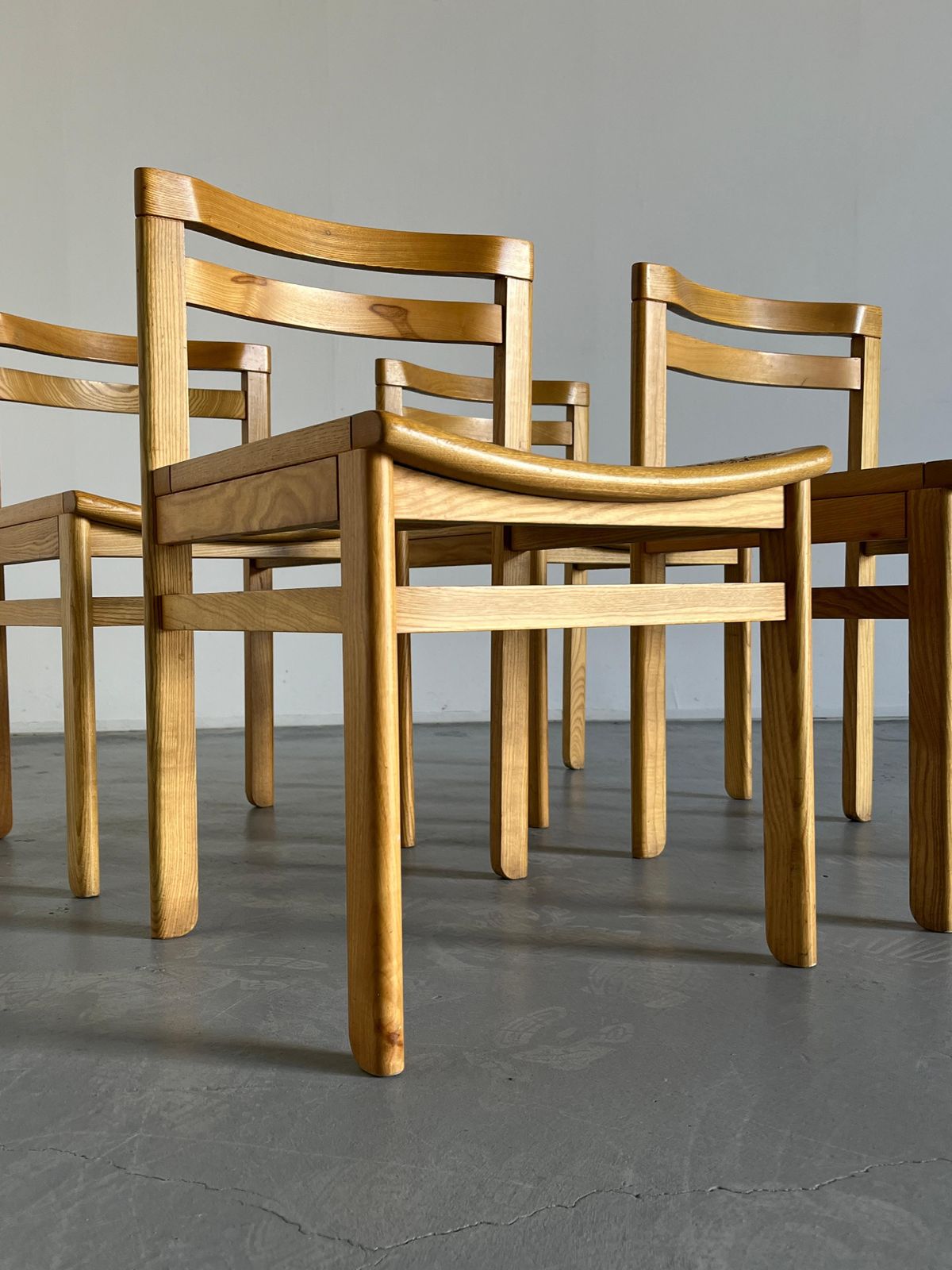 photo furniture Set Of 4 Mid Century Modern Constructivist Wooden Dining Chairs In Beech, 1960s