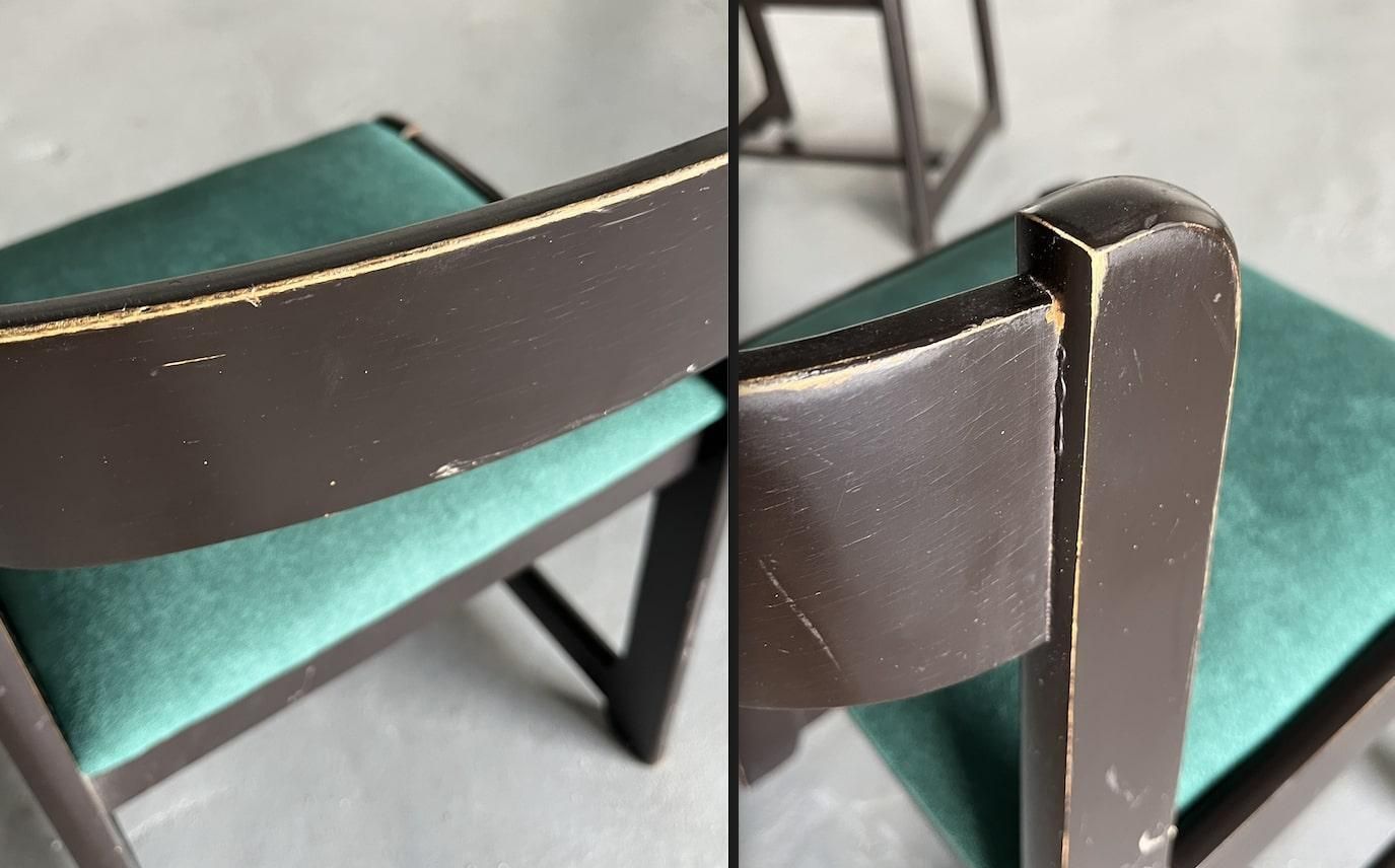 1286.0 Set Of 6 Mid Century Wooden Vintage Dining Chairs In Style Of Willy Rizzo, 1970s photo
