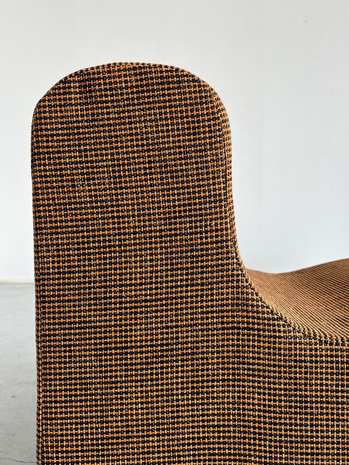 photo for sale Pair Of Vintage Italian Mid Century Lounge Chairs In Checkered Fabric, 70s Italy