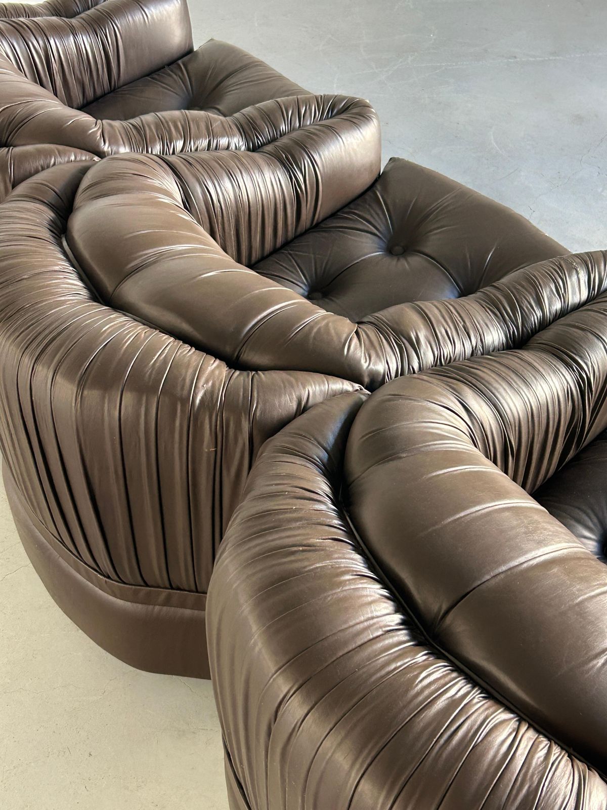 Furniture Three Seater Sofa In Dark Brown Leather By Axel Di Pietrobon, 1970s Italy photo