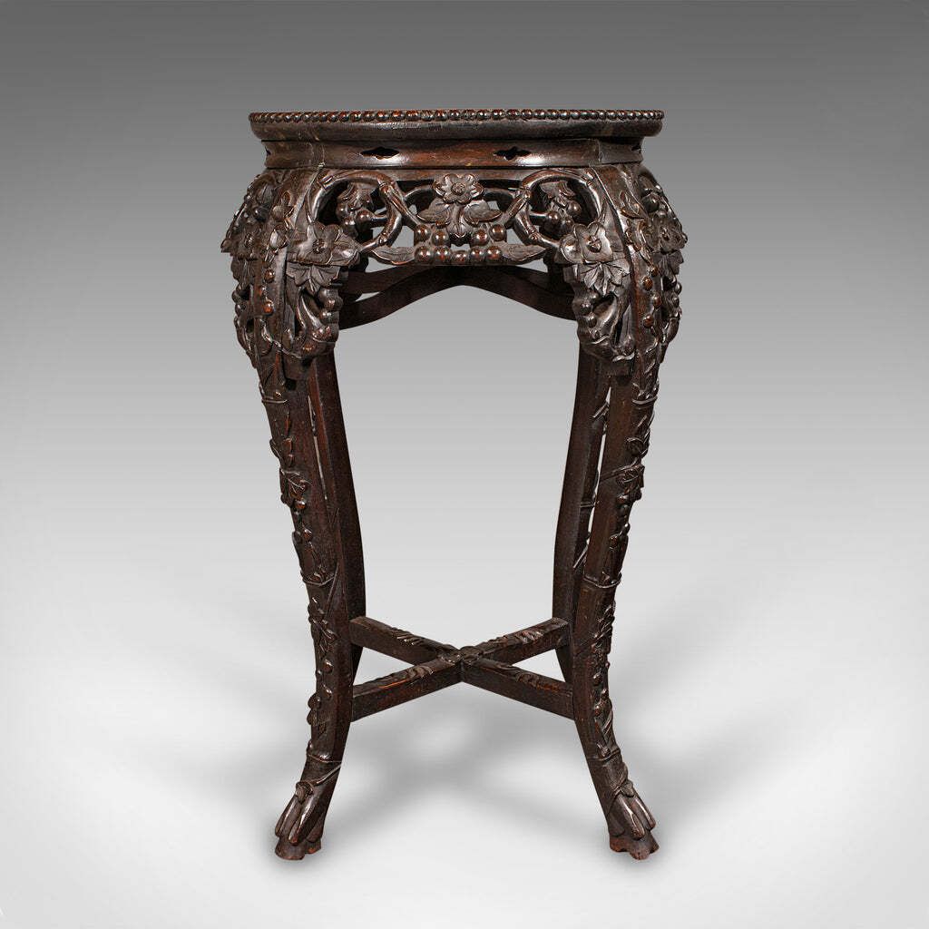 Antique Chinese Carved Jardinière Stand, Hardwood Planter Table, Victorian, 1870 photo 1524.0
