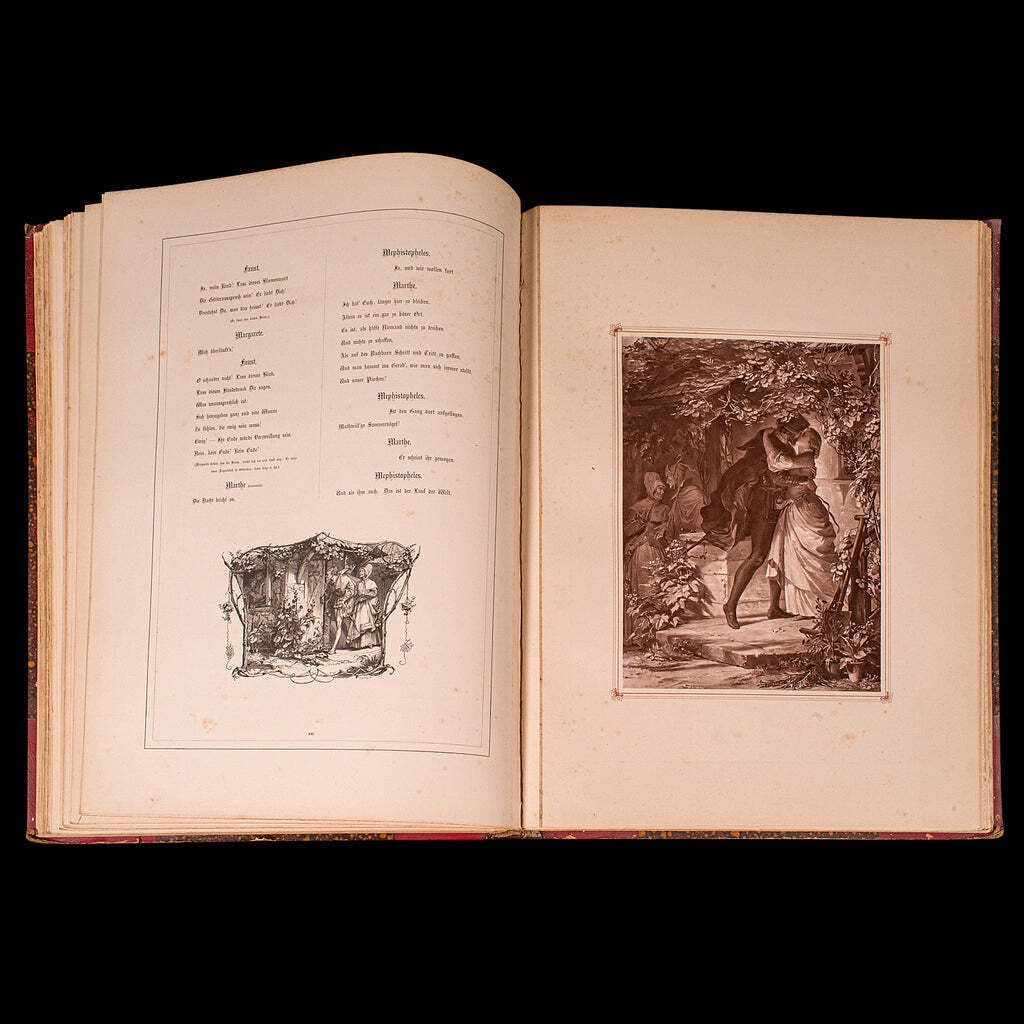 photo for sale Large Volume Antique Book, Faust, Goethe, German, Illustrated Fiction, Victorian