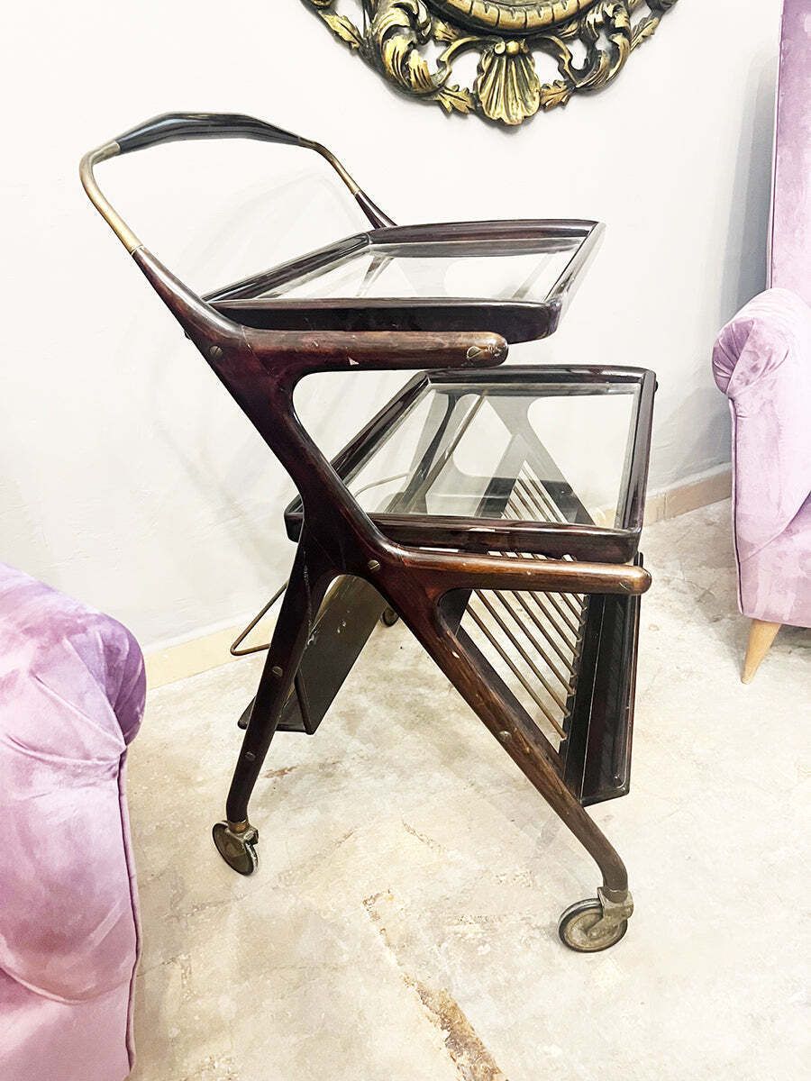 Walnut And Brass Bar Trolley By Cesare Lacca For Cassina, 1950s  Top Design photo furniture