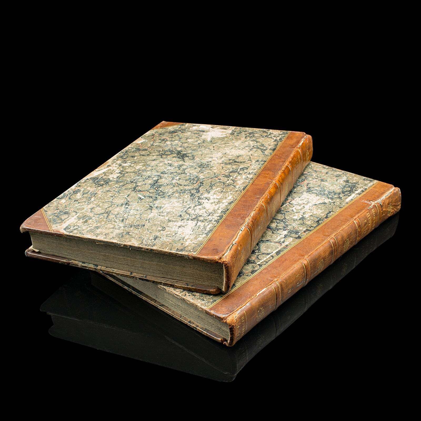 2 Vols Antique Book, Morant's History Of Essex, English, County Reference, 1816 photo furniture