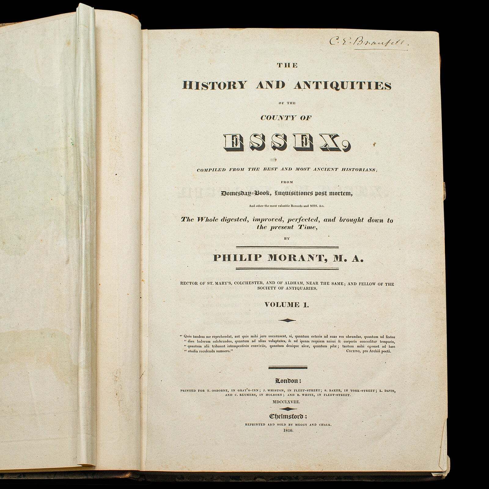 2 Vols Antique Book, Morant's History Of Essex, English, County Reference, 1816 photo Home Decor