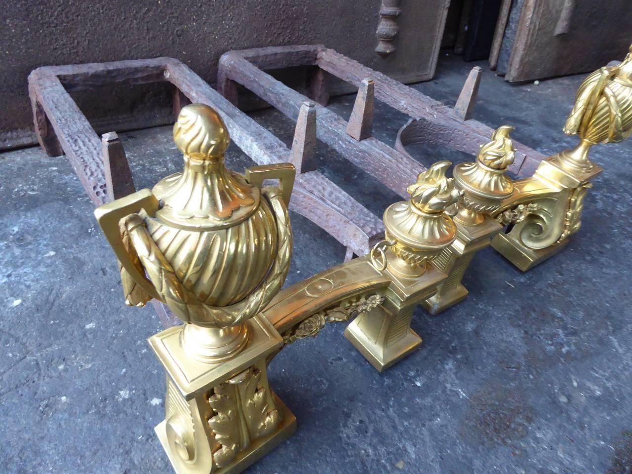 4060.0 18th 19th Century French Ormolu Neoclassic Andirons photo