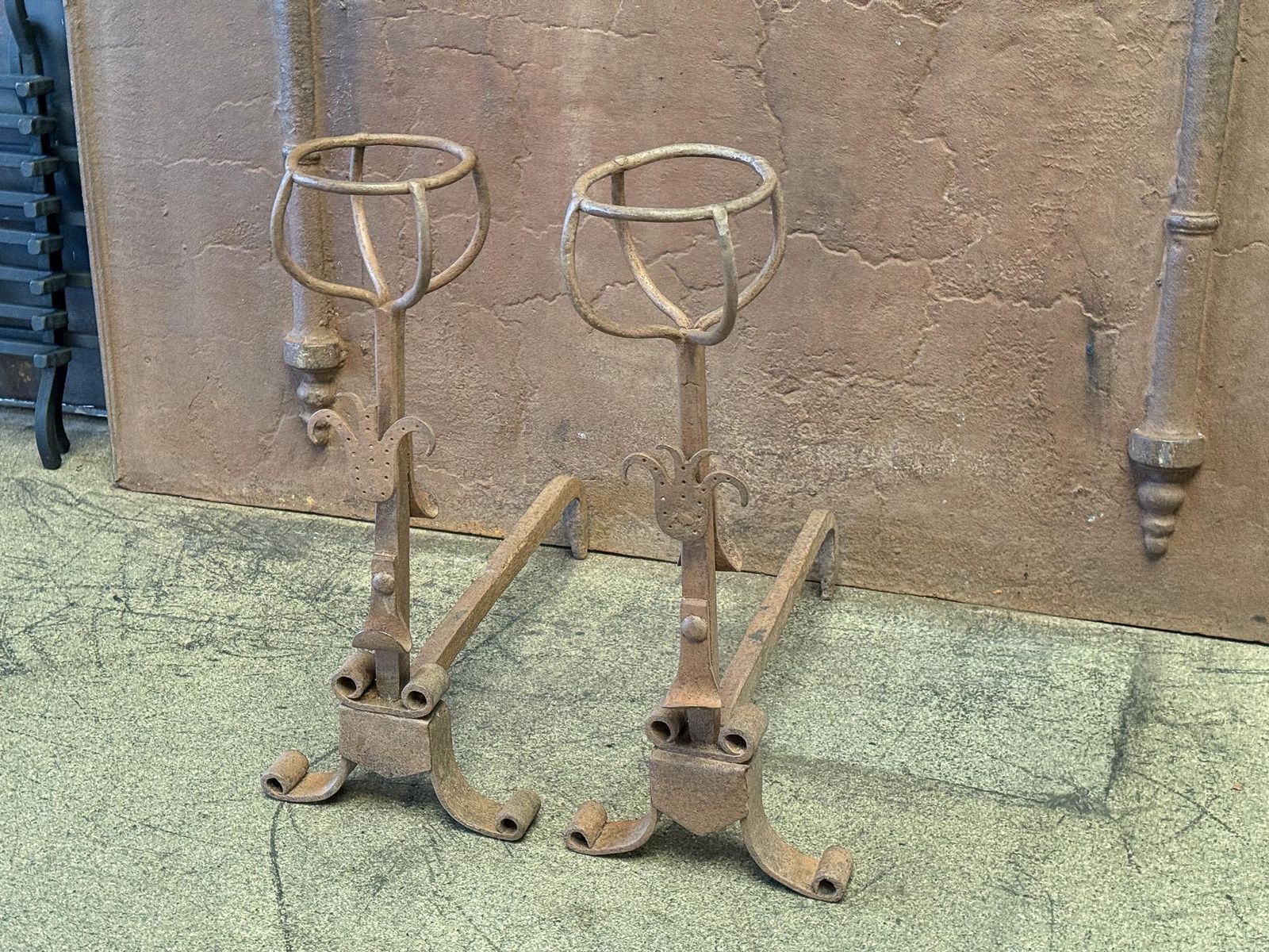 20th Century French Andirons Or Firedogs, Gothic Style photo 294.0
