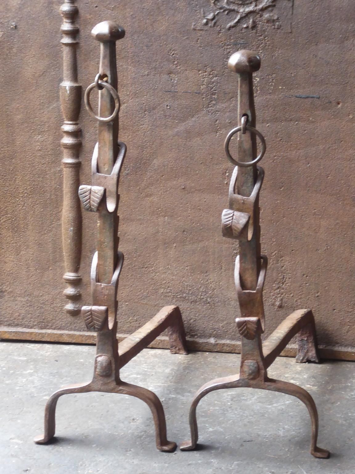 Beautiful 17th 18th Century French Gothic Andirons Or Firedogs photo furniture