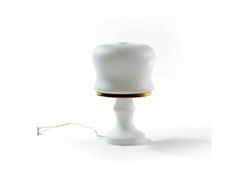 White Glass And Brass Table Lamp By Osvetlovaci Sklo, Czechoslovakia 1970s photo buy