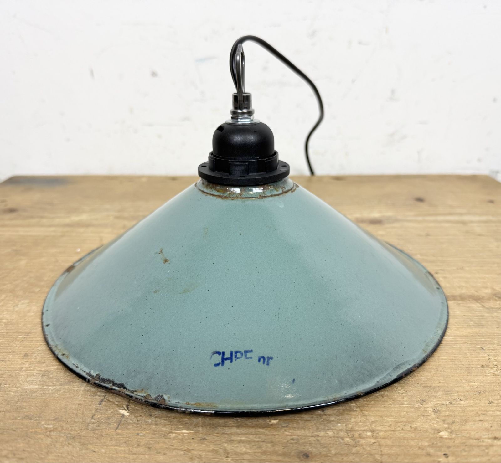 149.0 Industrial Petrol Enamel Factory Pendant Lamp, 1960s photo