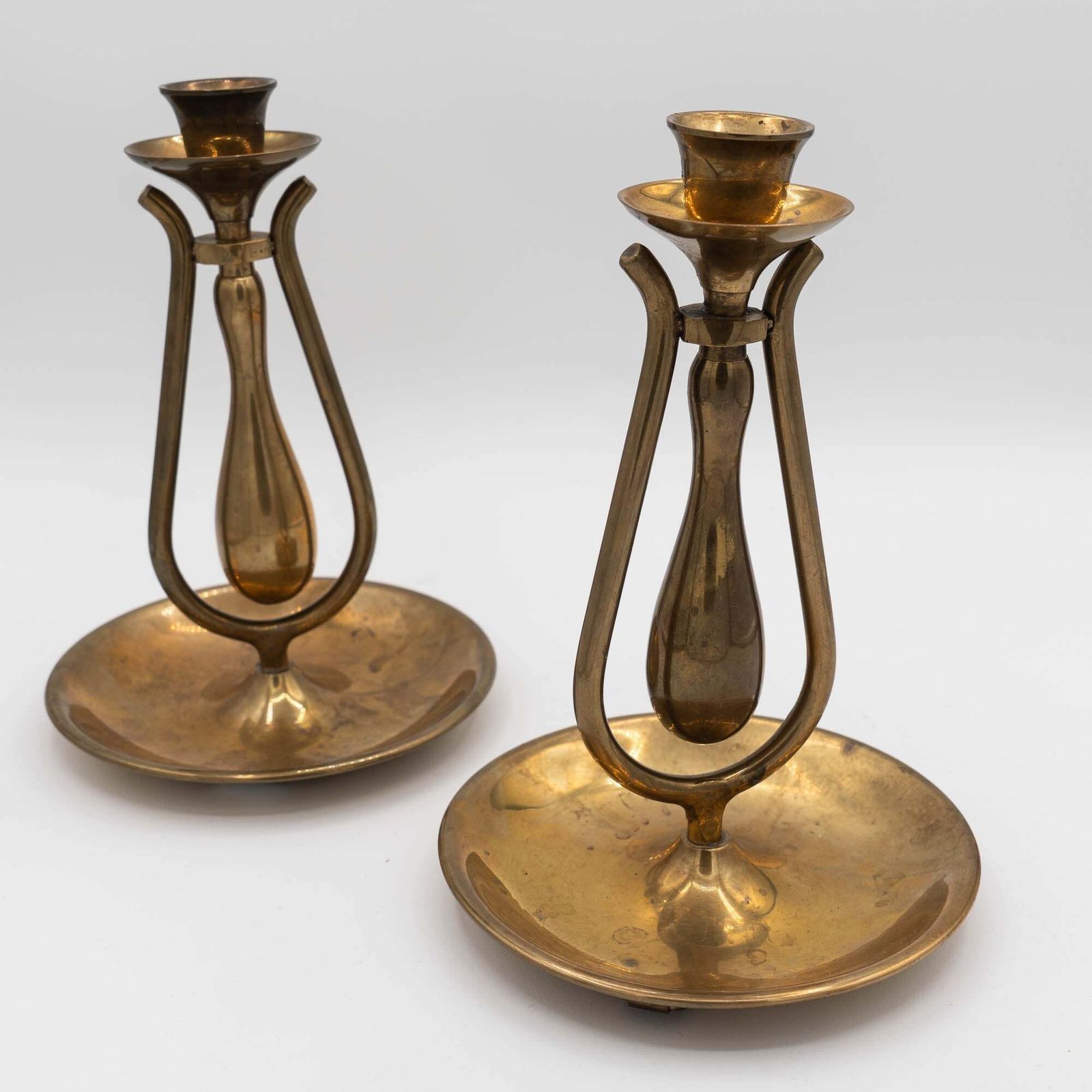 Set Of Two Vintage Swivel Candlestands   Brass   1950s photo buy