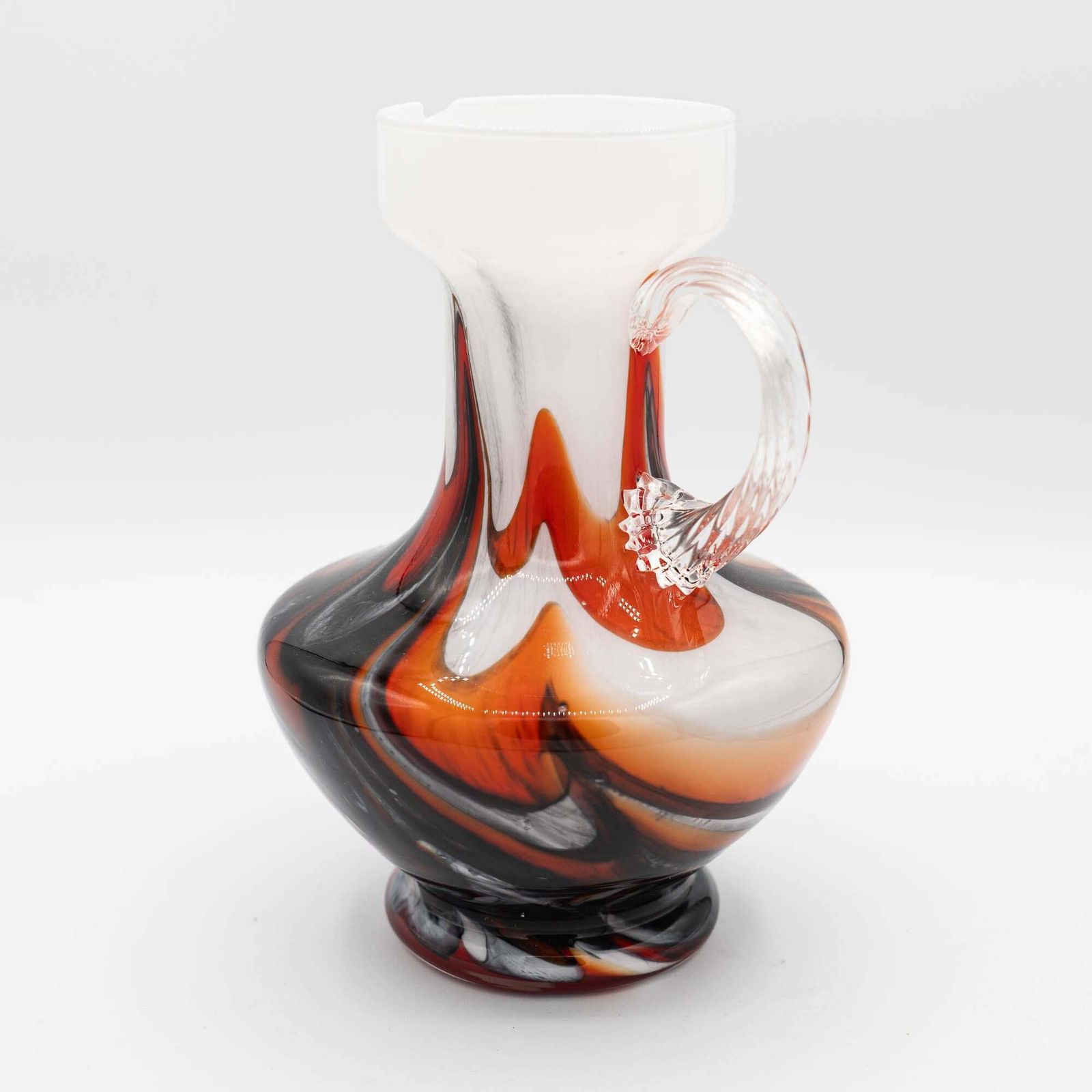 Murano "Fiorentina" Opal Glass Handle Vase   Carlo Moretti   C1970s photo buy