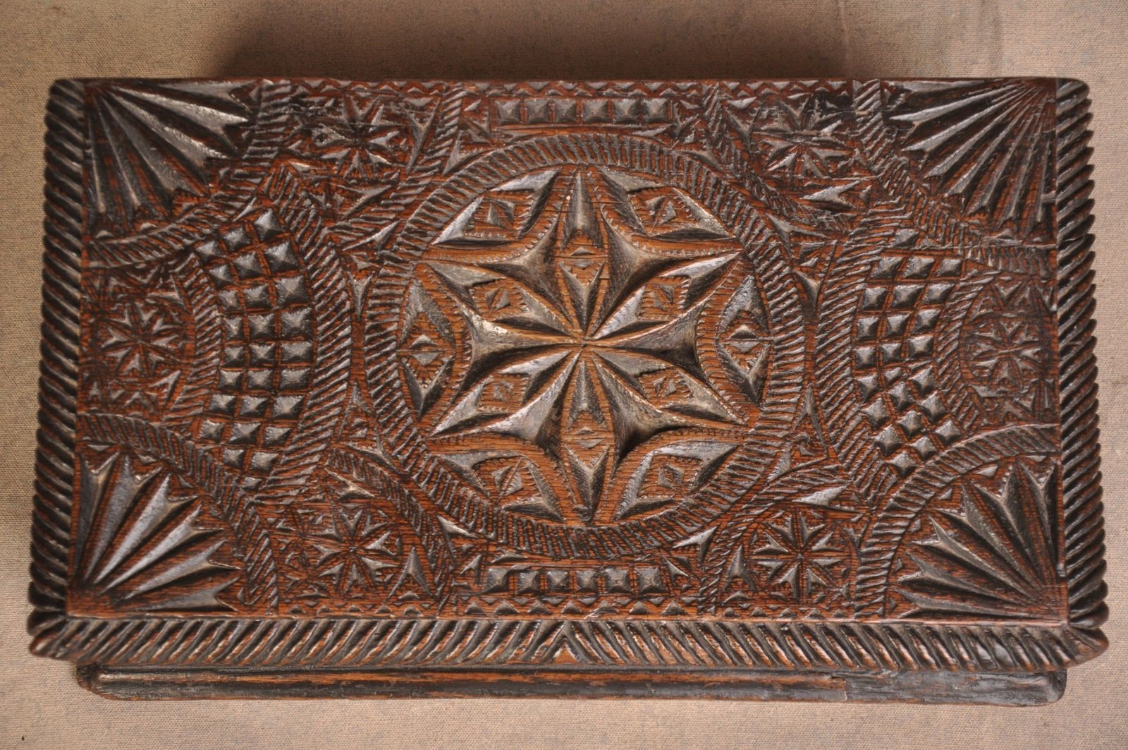 17th Century Welsh Oak Chip Carved Box photo furniture