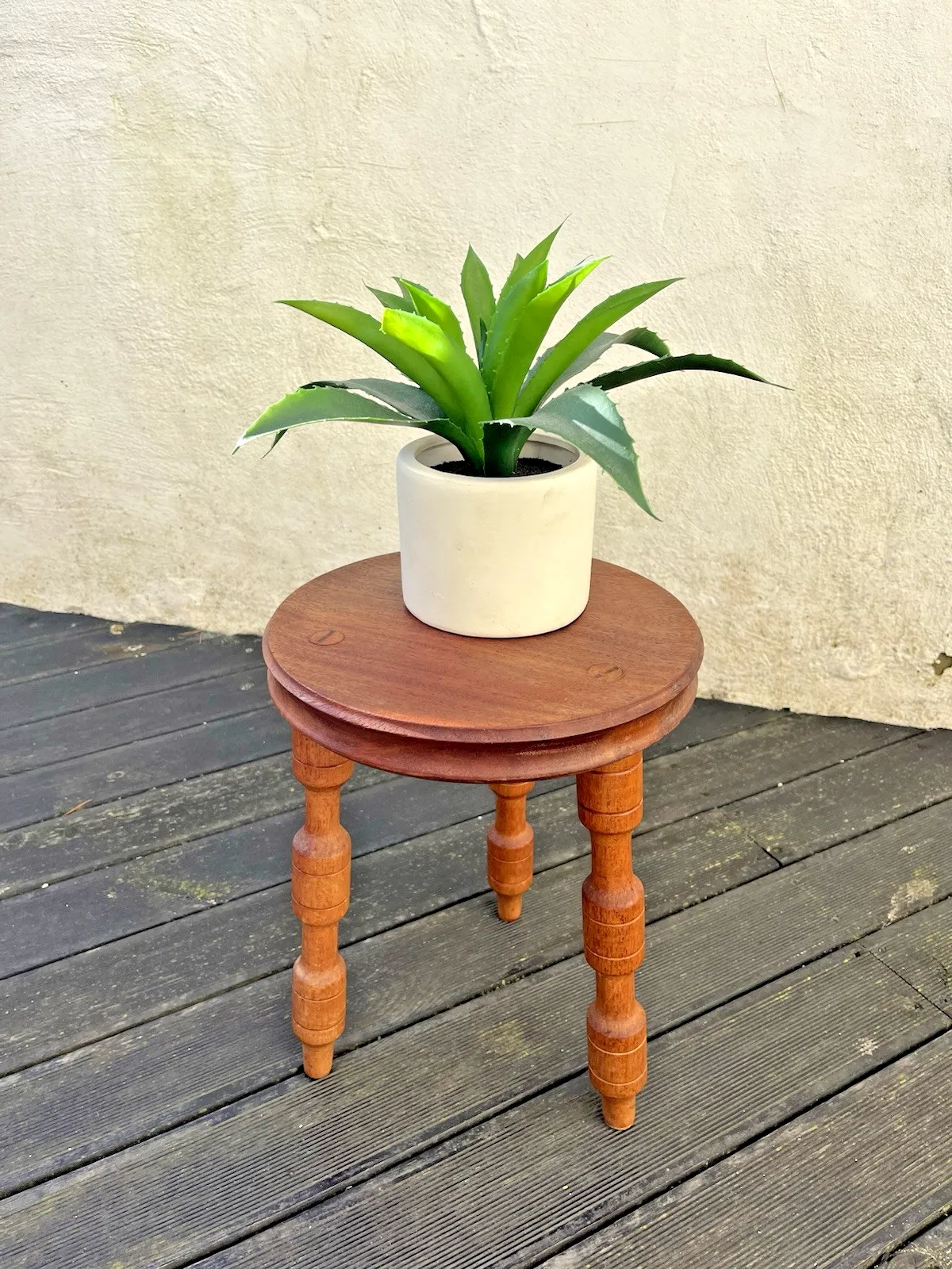 Dairy Milking Stool Rustic Oak Country Farmhouse Antique Old Vintage Plant Stand
