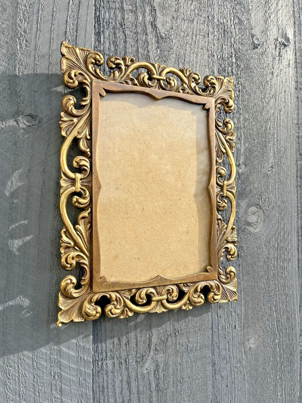 1 Antique Italian Ornate Gilt Metal Rococo Wall Photo Picture Frame Acanthus