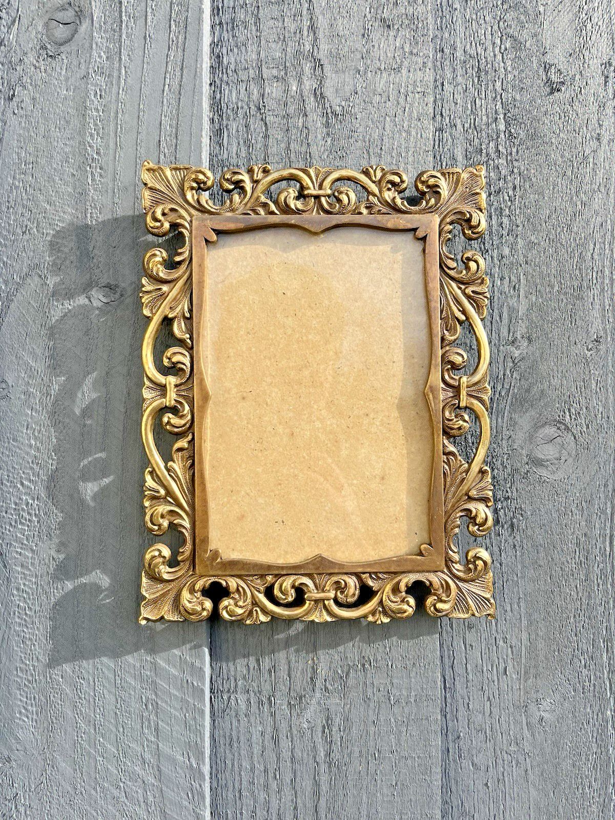 1 Antique Italian Ornate Gilt Metal Rococo Wall Photo Picture Frame Acanthus photo Home Decor