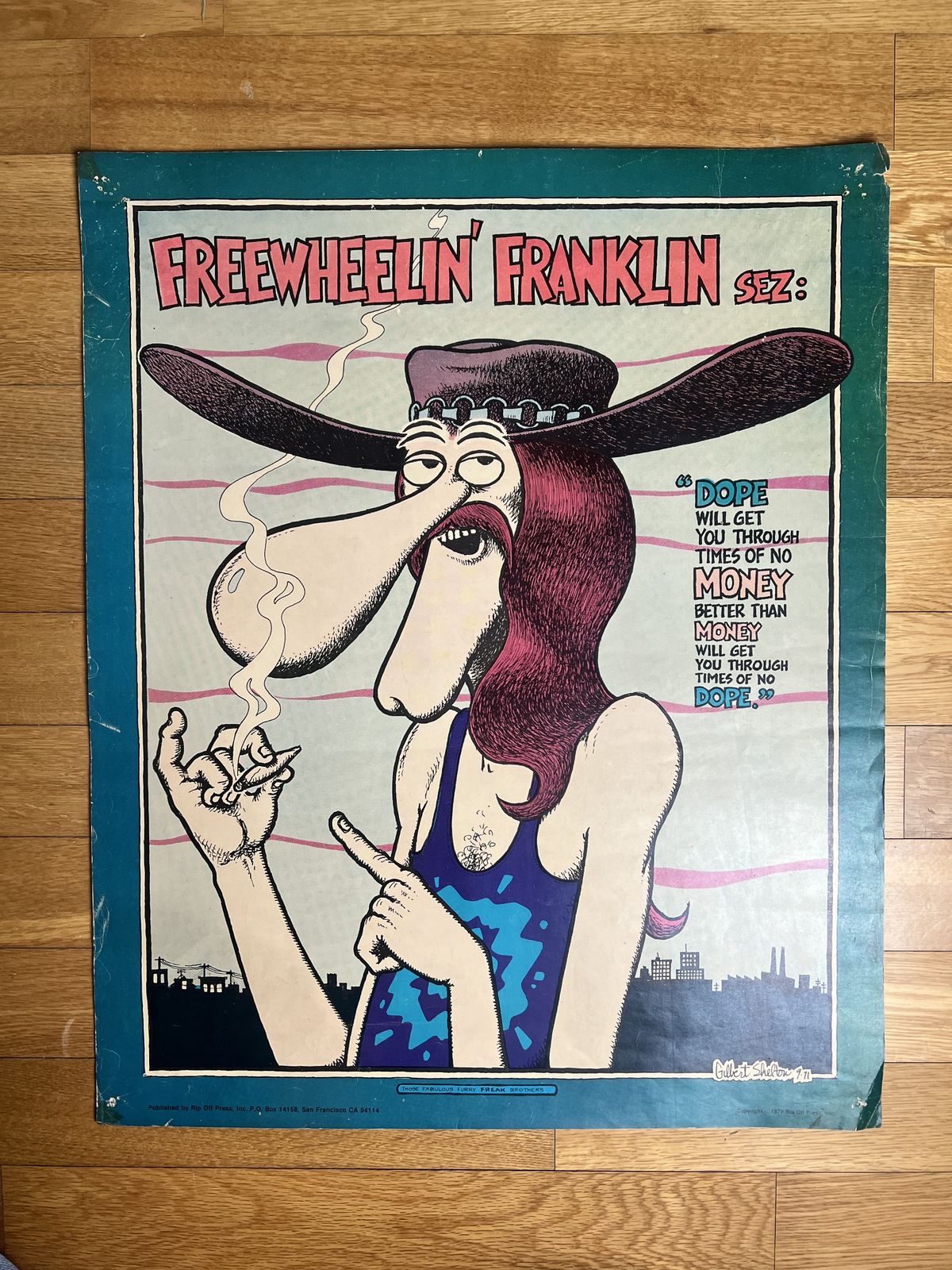 photo furniture Vintage Comic Poster, The Fabulous Furry Freak Brothers, Freewheelin Franklin Sez By Gilbert Shelton, 1979 Rip Off Press