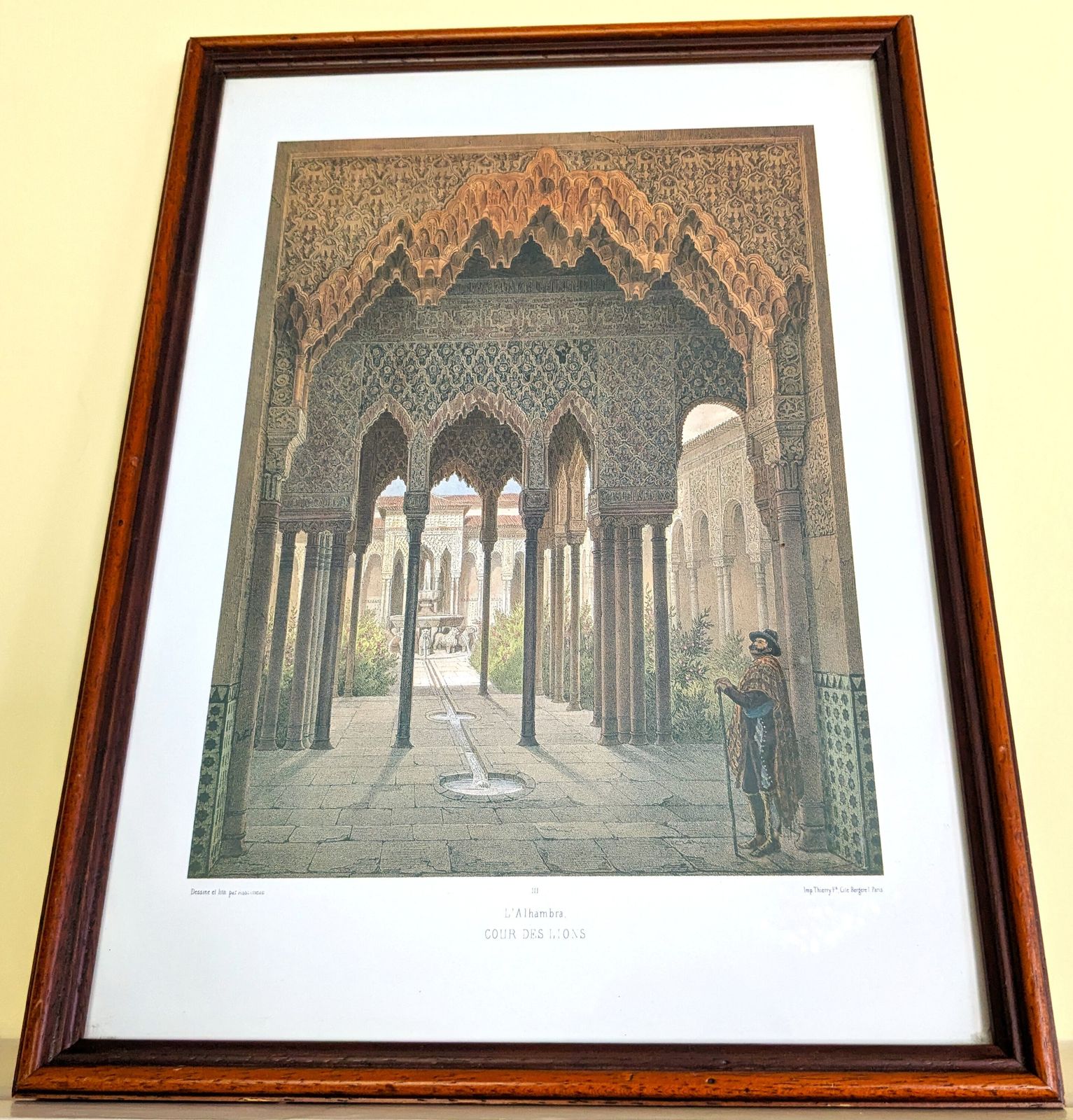Antique Set Of Three Framed Prints Of The Alhambra Palace, Granada Spain photo furniture
