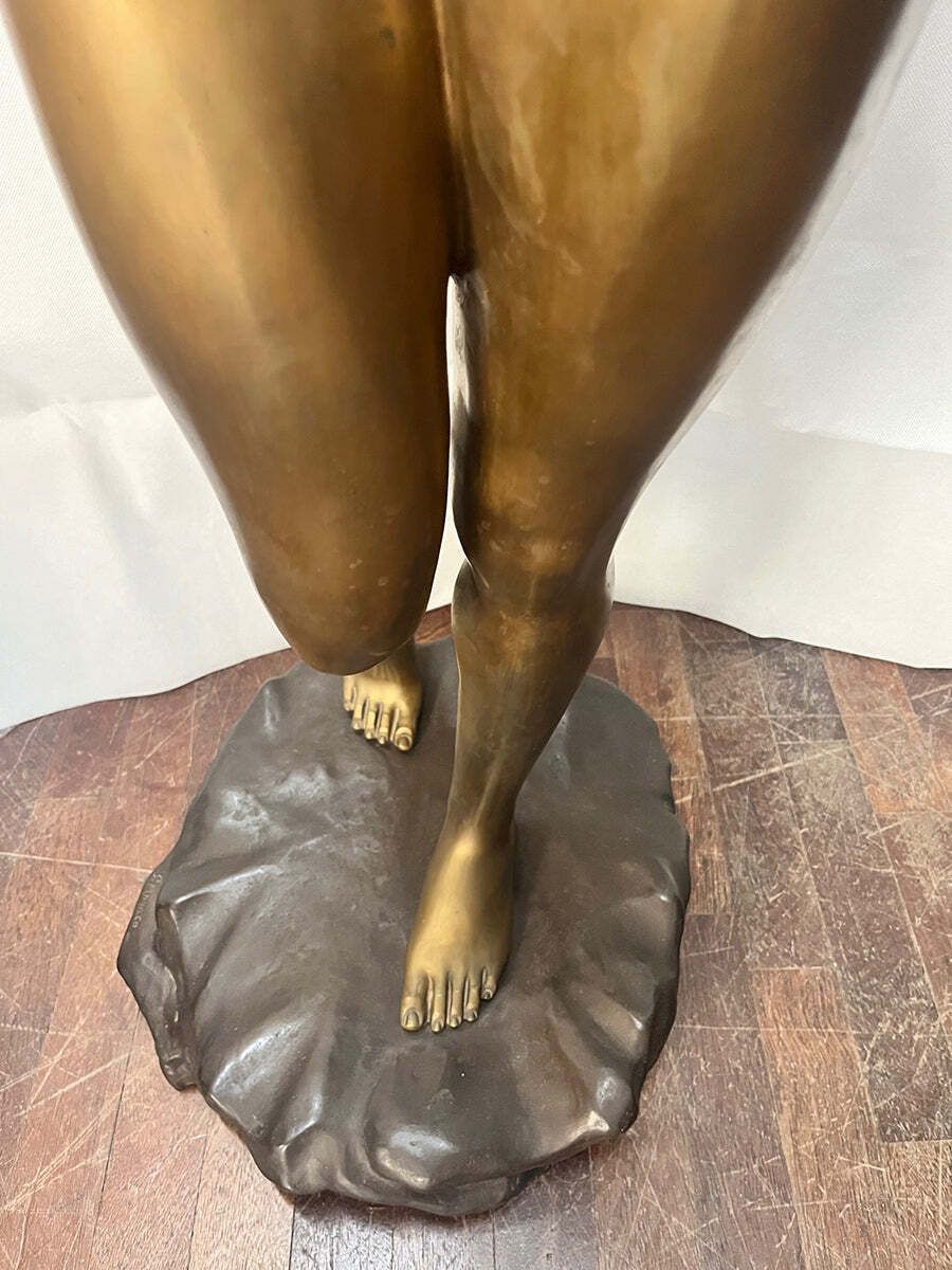 S. Monaco, Large Bronze Sculpture Depicting A Standing Nude Woman '900  Top Antiques photo Art