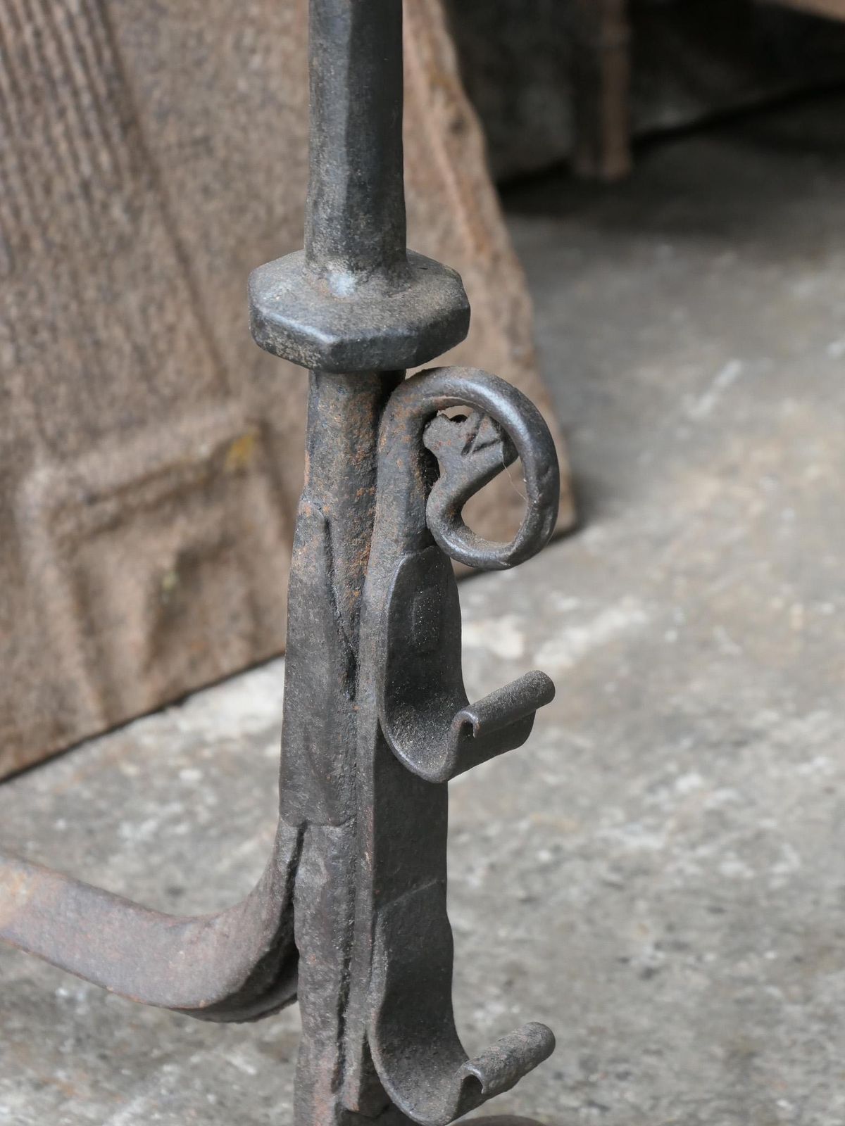 575.0 Large French 17th Century Gothic Andirons Or Landiers With Wolf Head photo