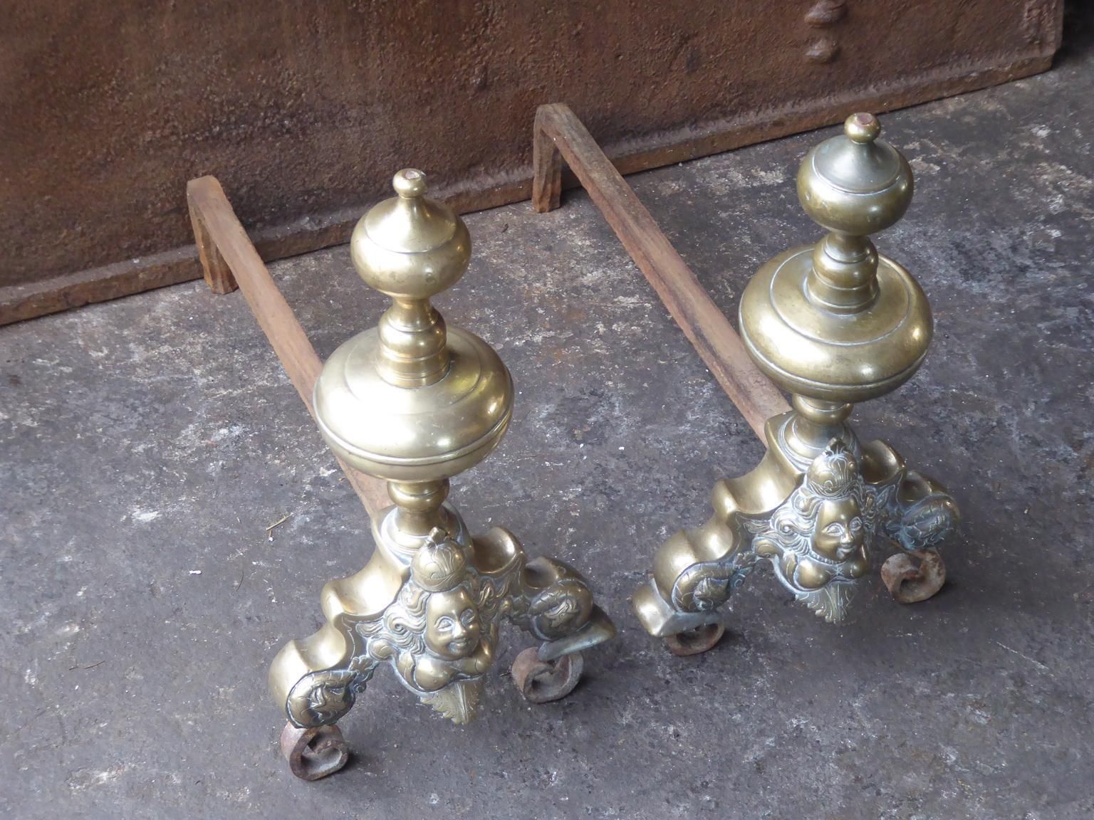 French Art Nouveau Iron Andirons photo for sale