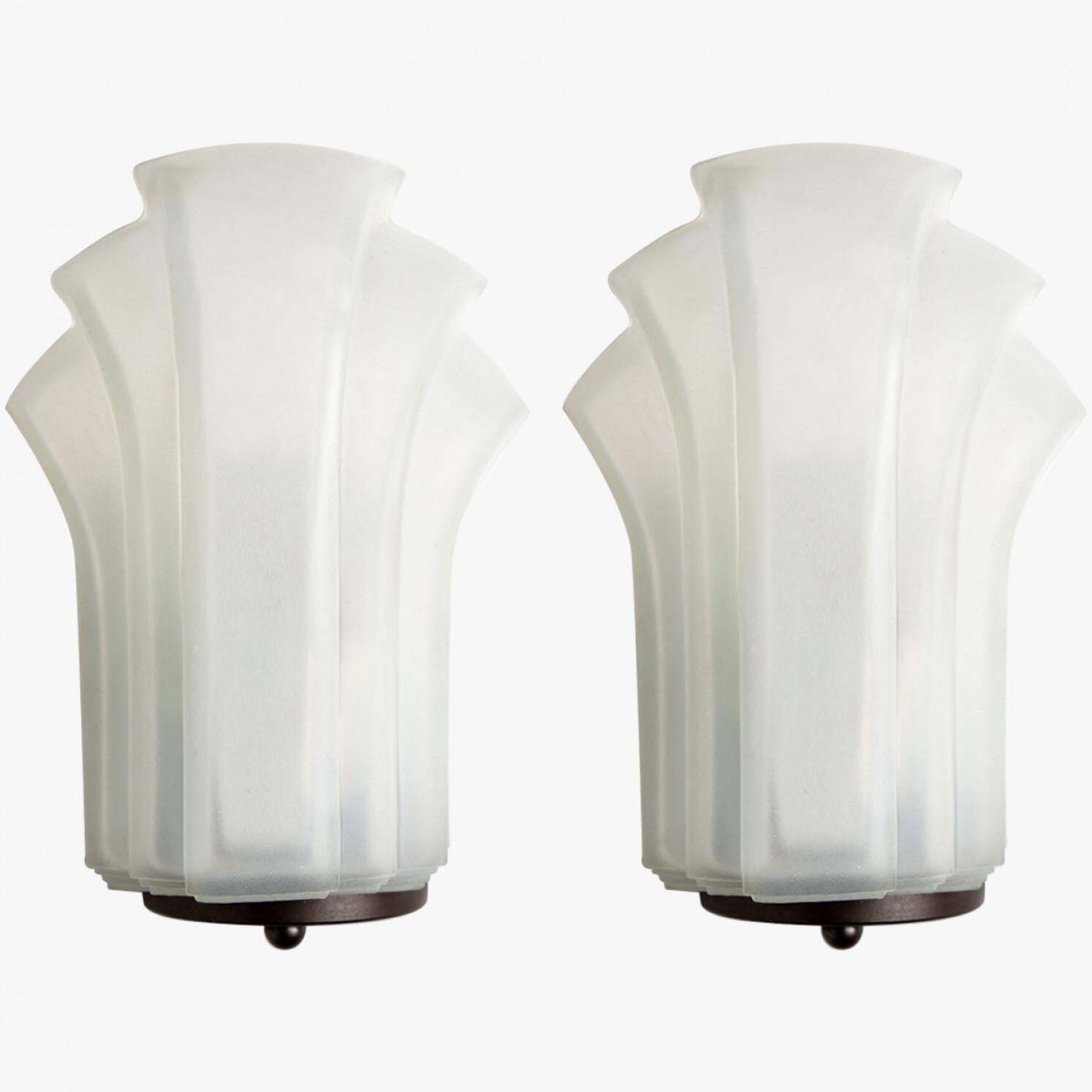 Pair Of  Art Deco Style Milk Glass Shell Wall Lights, Germany, 1970 photo furniture