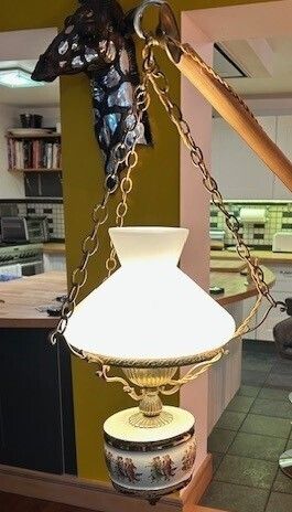Vintage Mid Century Italian Ceramic, Glass And Brass Pendant Lamp 1960s