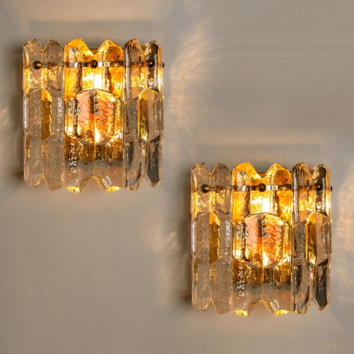 Lighting Set Of 5 J.T. Kalmar 'Palazzo' Wall Light Fixtures Brass And Glass photo