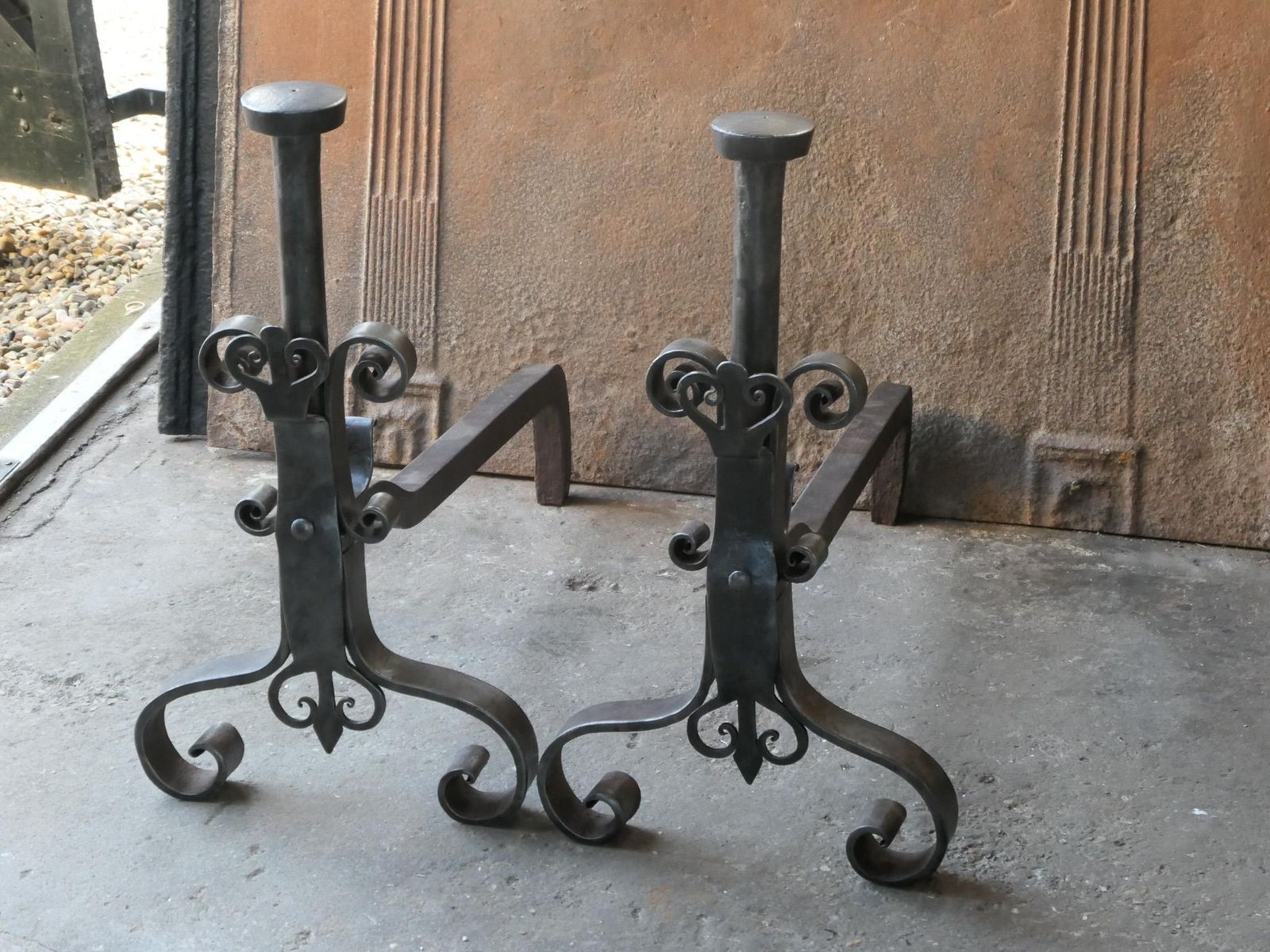 photo for sale Large French 18th Century Andirons Or Landiers